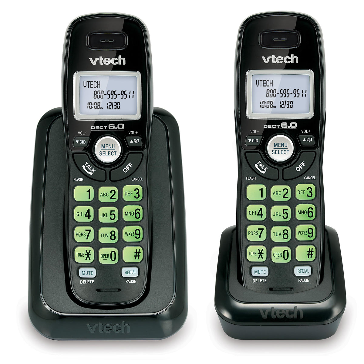 VTech CS6114-21 DECT 6.0 2-Handset Cordless Phone System, Black