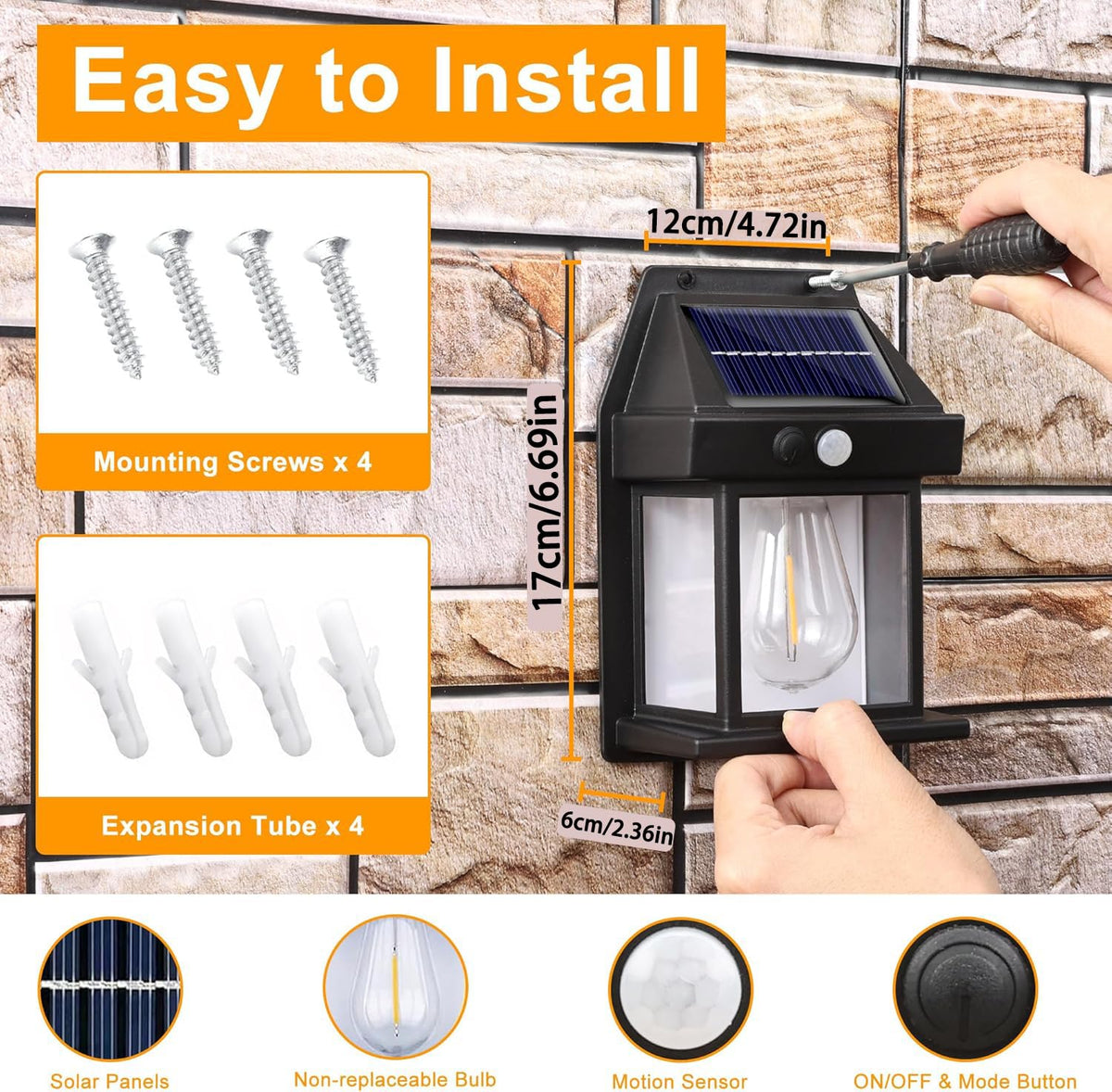 Joomer Solar Motion Sensor Wall Lights (4 Pack)