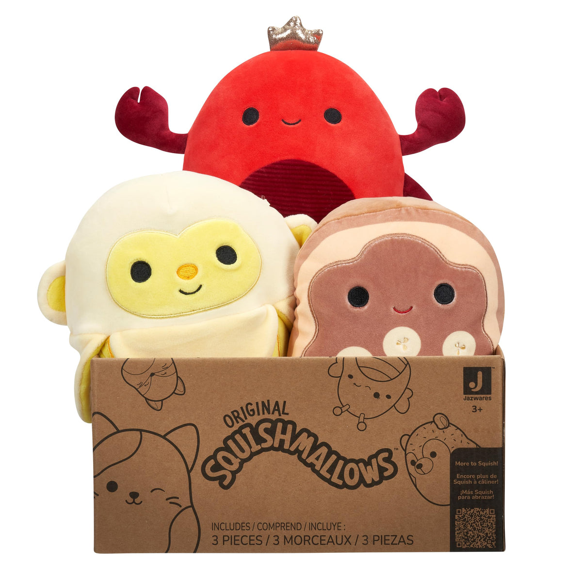 Squishmallows Kellytoy 8 Inch Plush Mystery Pack, 3 Plush