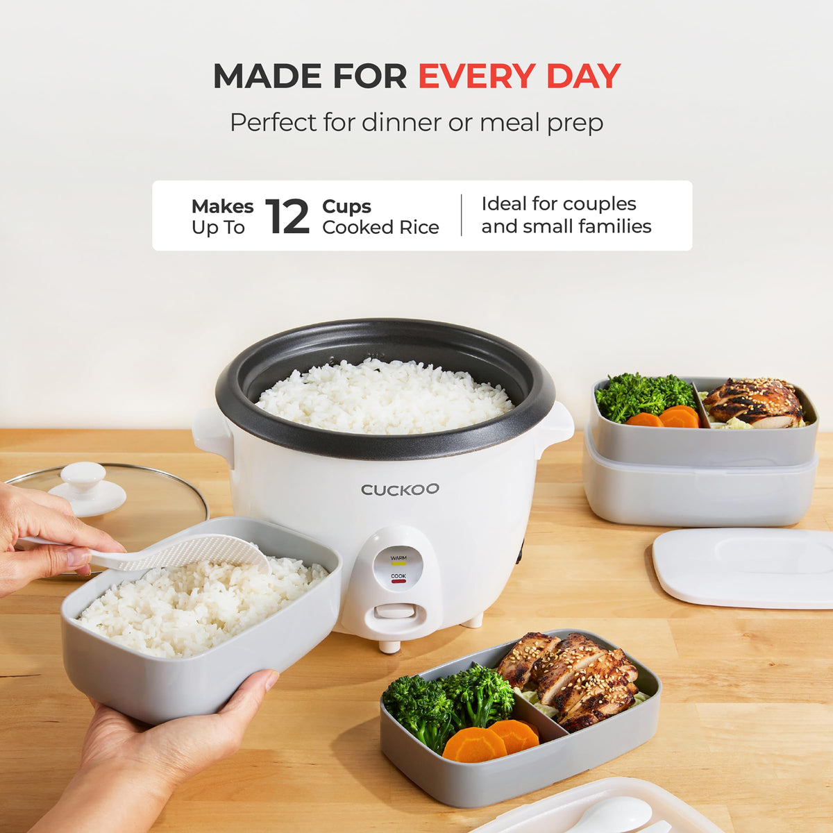 Cuckoo One Touch Rice Cooker, 6-Cup Uncooked, White, CR-0601C