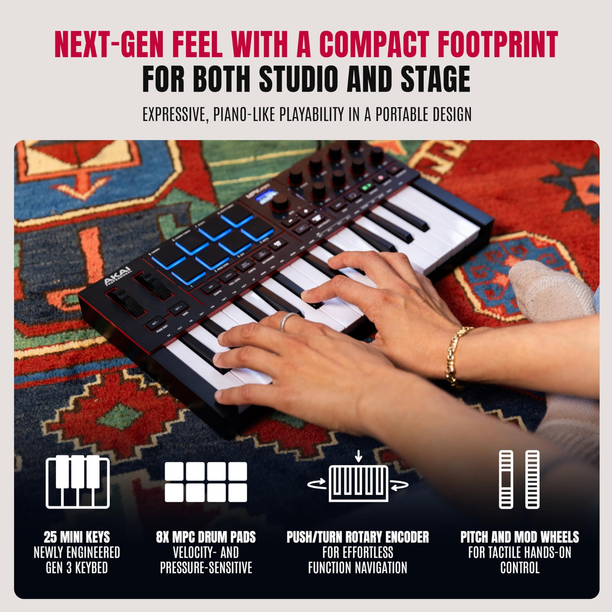 Akai Professional MPK Mini IV 25-Key MIDI Keyboard Controller, Black