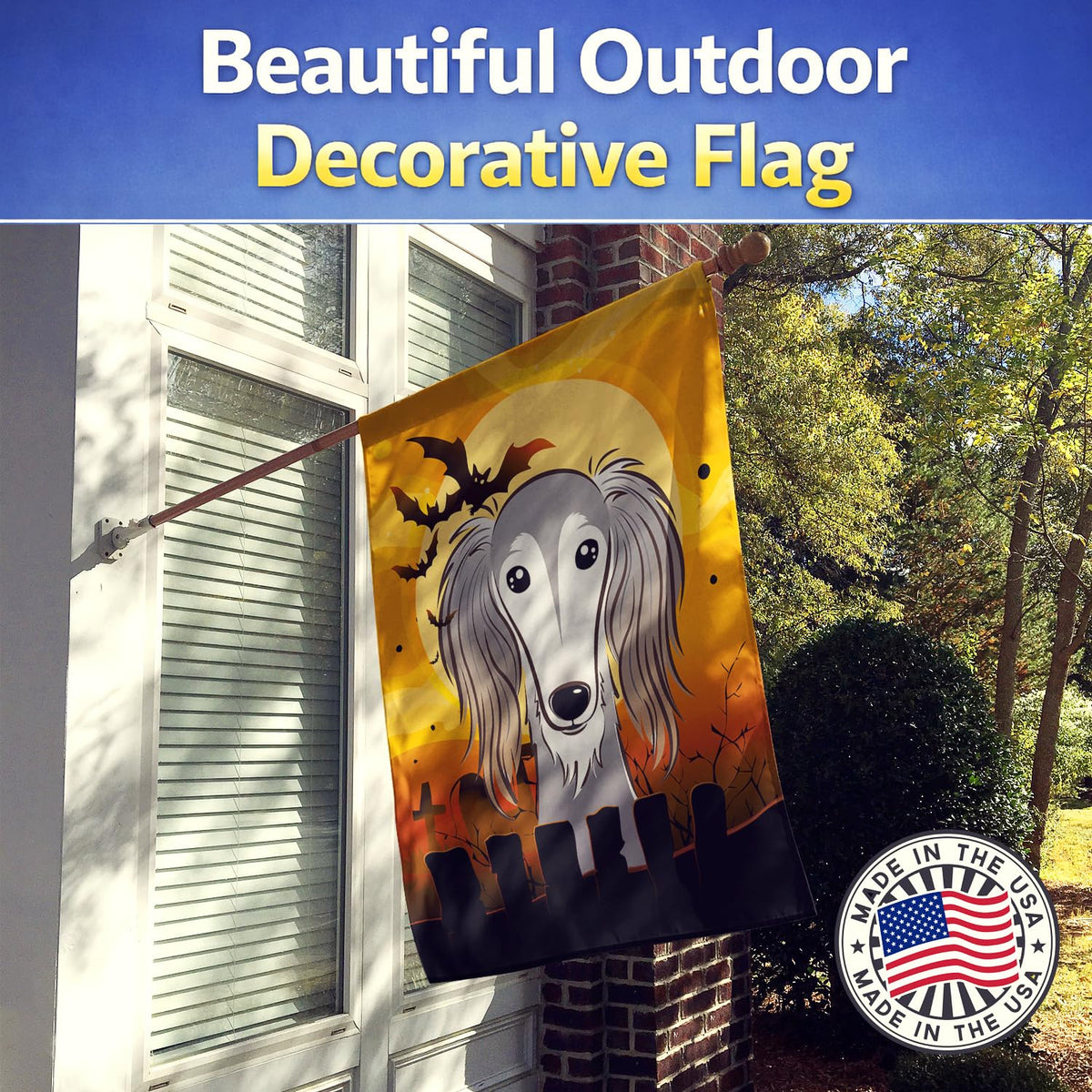 Caroline's Treasures BB1787CHF Halloween Saluki Canvas House Size Flag