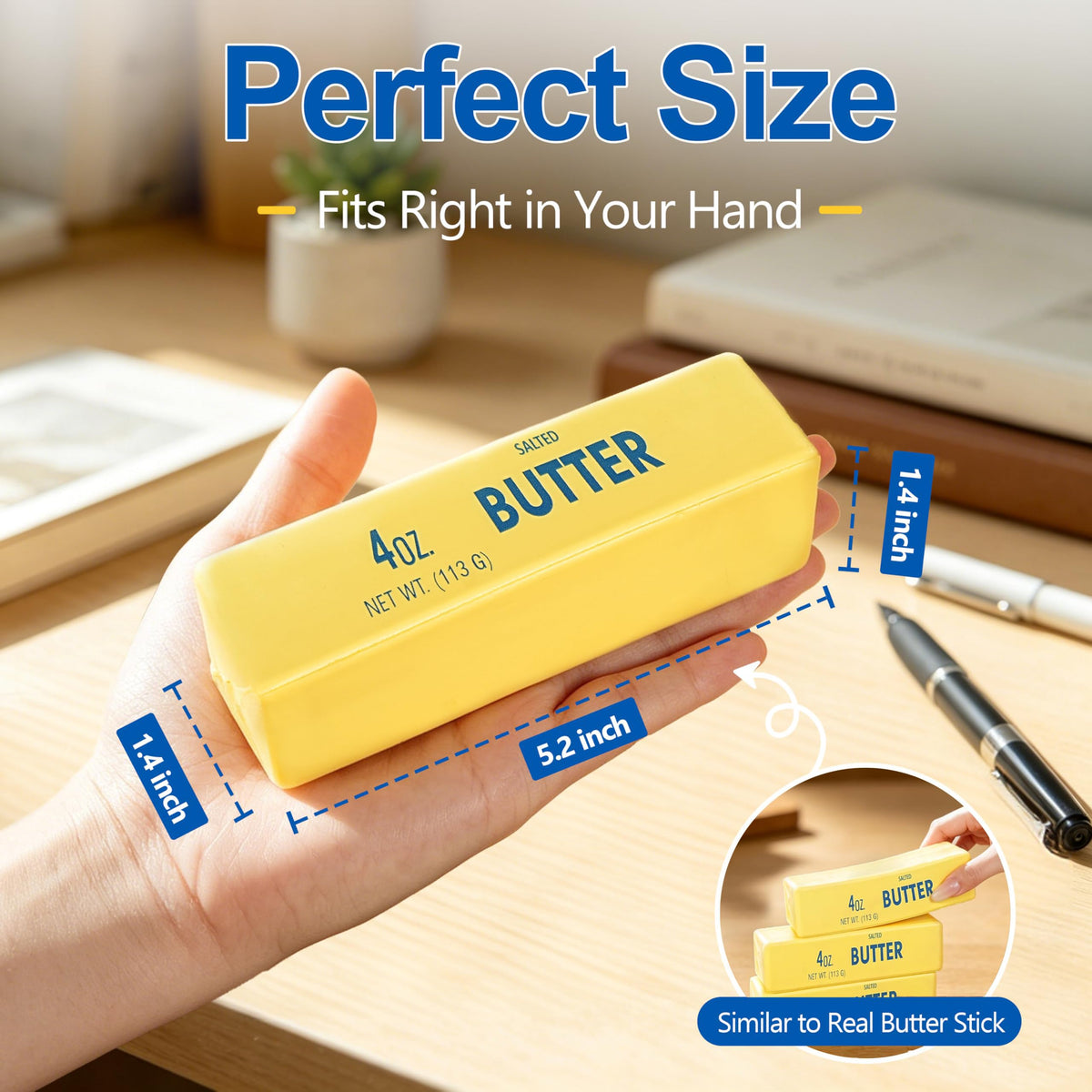 erfuvb Butter Squishy Slow-Rising Fidget Toy, Yellow, Small