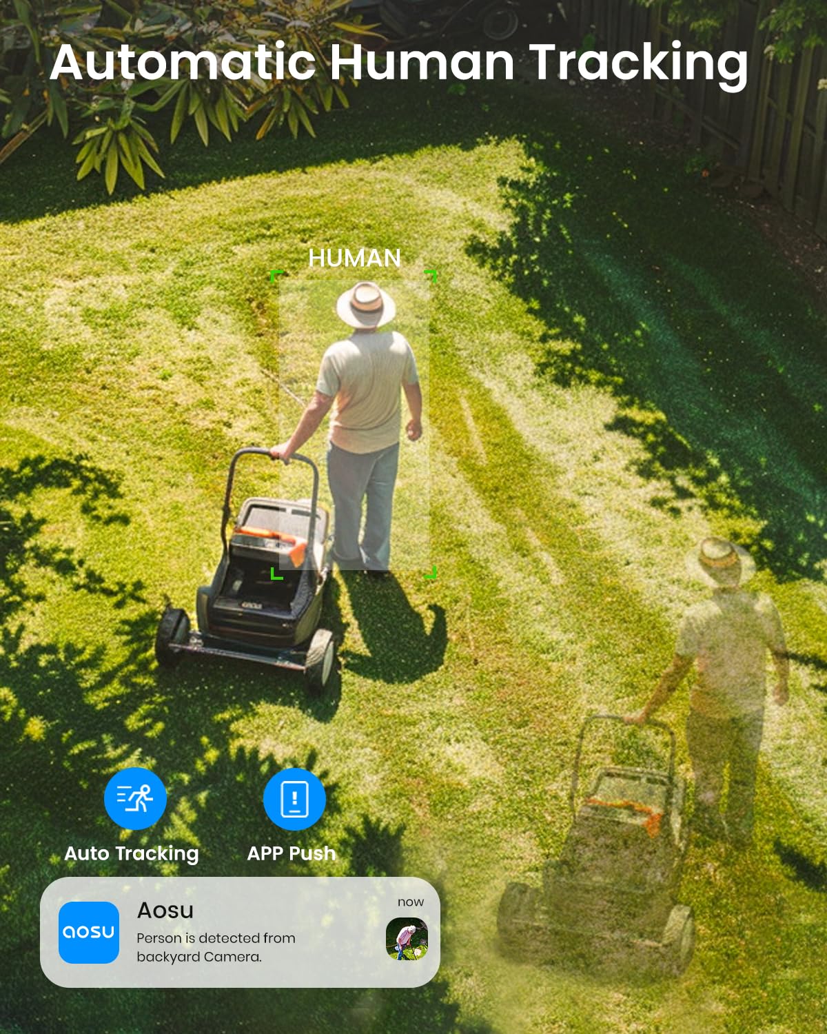 AOSU Solar Security Camera with Panoramic PTZ, 2K