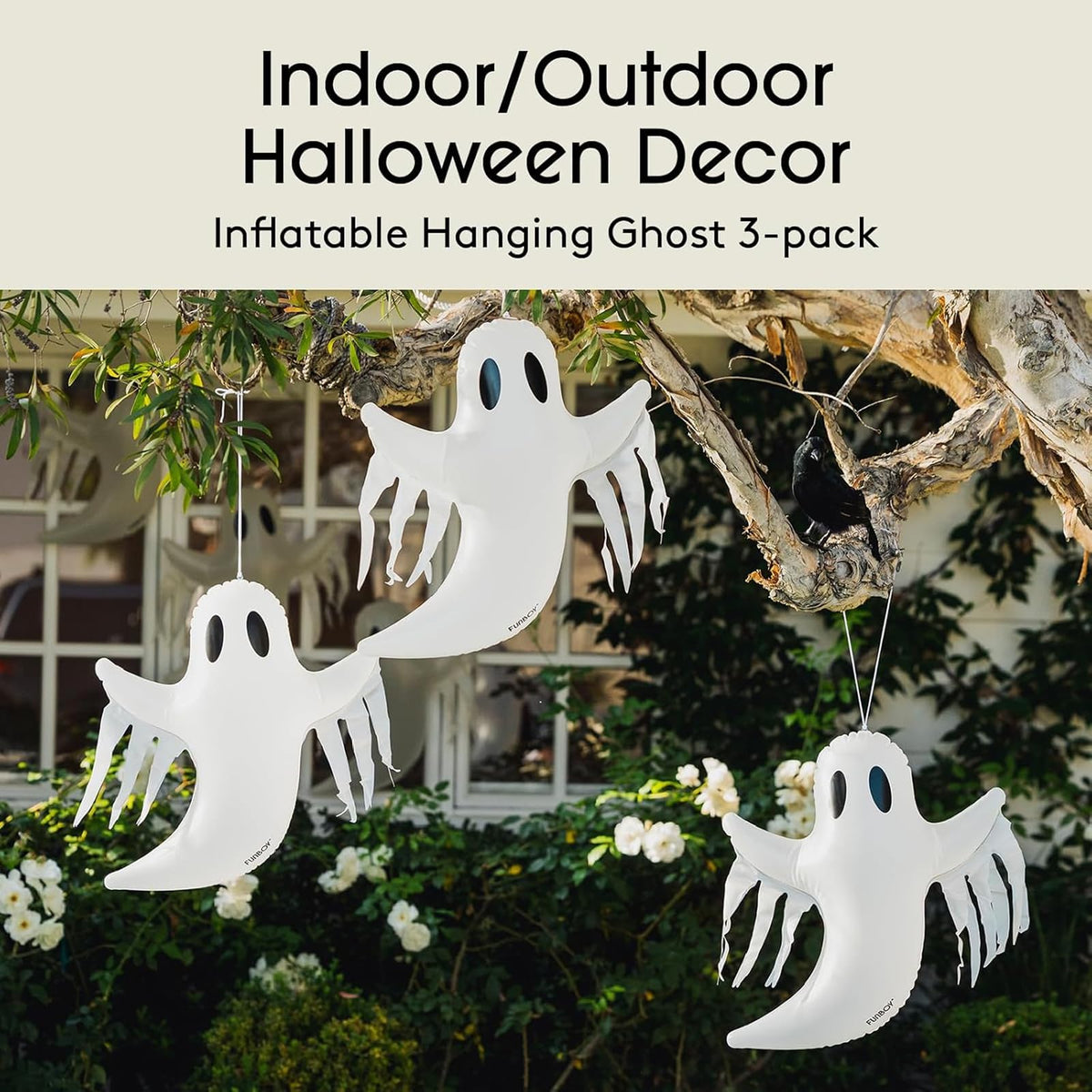 FUNBOY Inflatable Hanging Ghosts, 21 in, 3-Pack