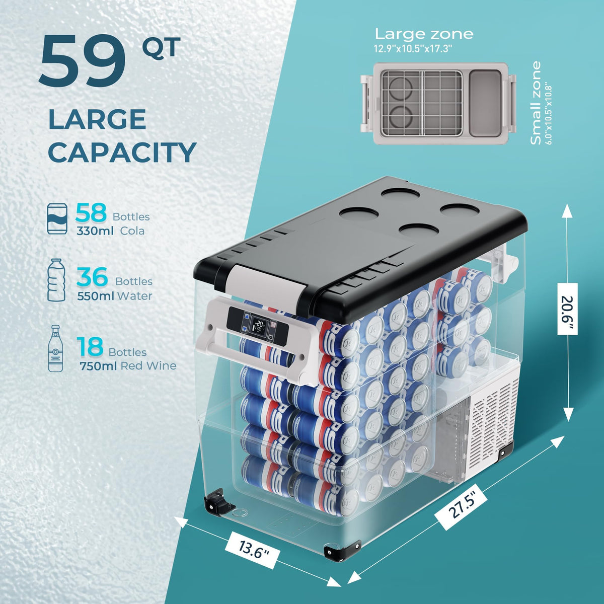 EUHOMY 12 Volt Refrigerator, 59QT (55L) Electric Cooler
