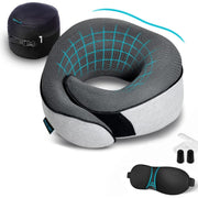 Proglobe Memory Foam Neck Pillow Travel Kit, Grey