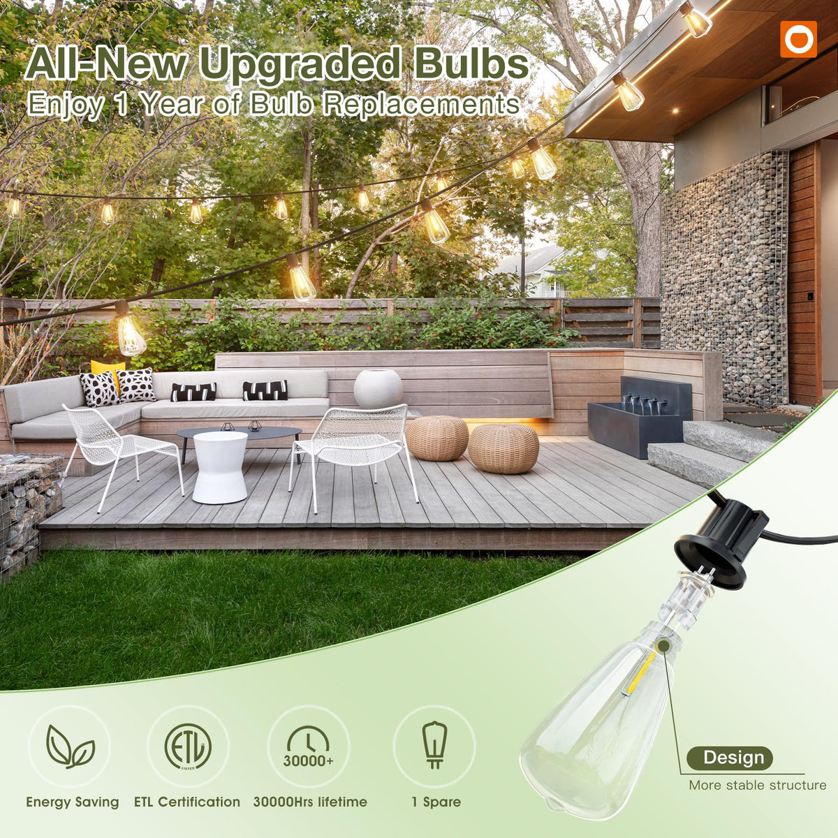 addlon 42 ft Solar Outdoor String Lights with Remote and USB