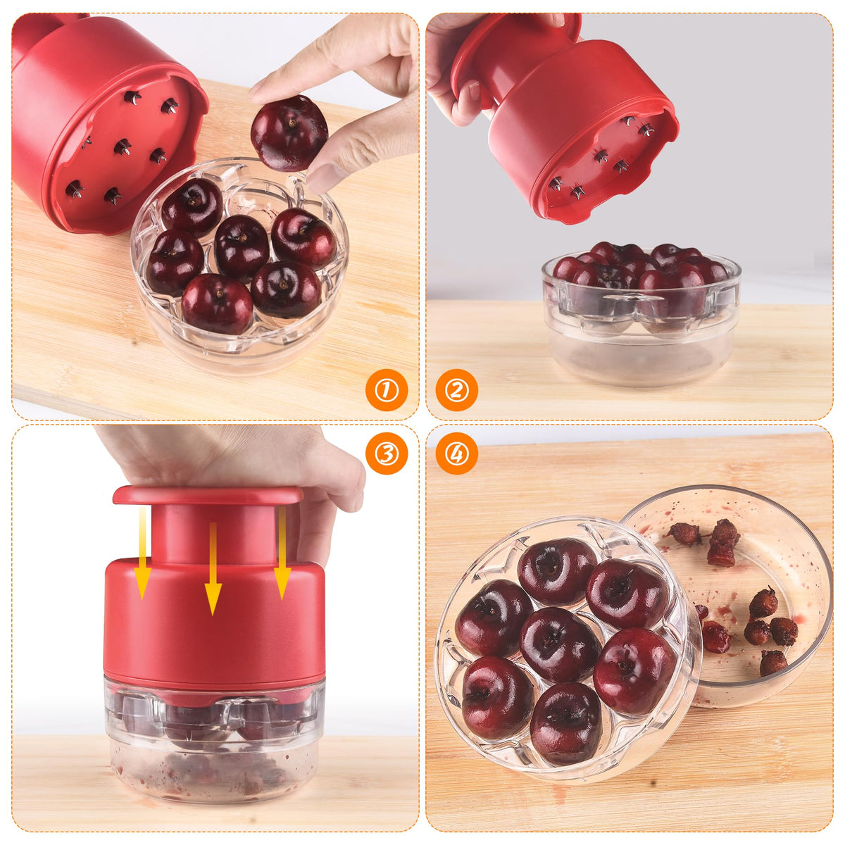 Makmzoon Stainless Steel Multi Cherry Pitter, 7 Cherries