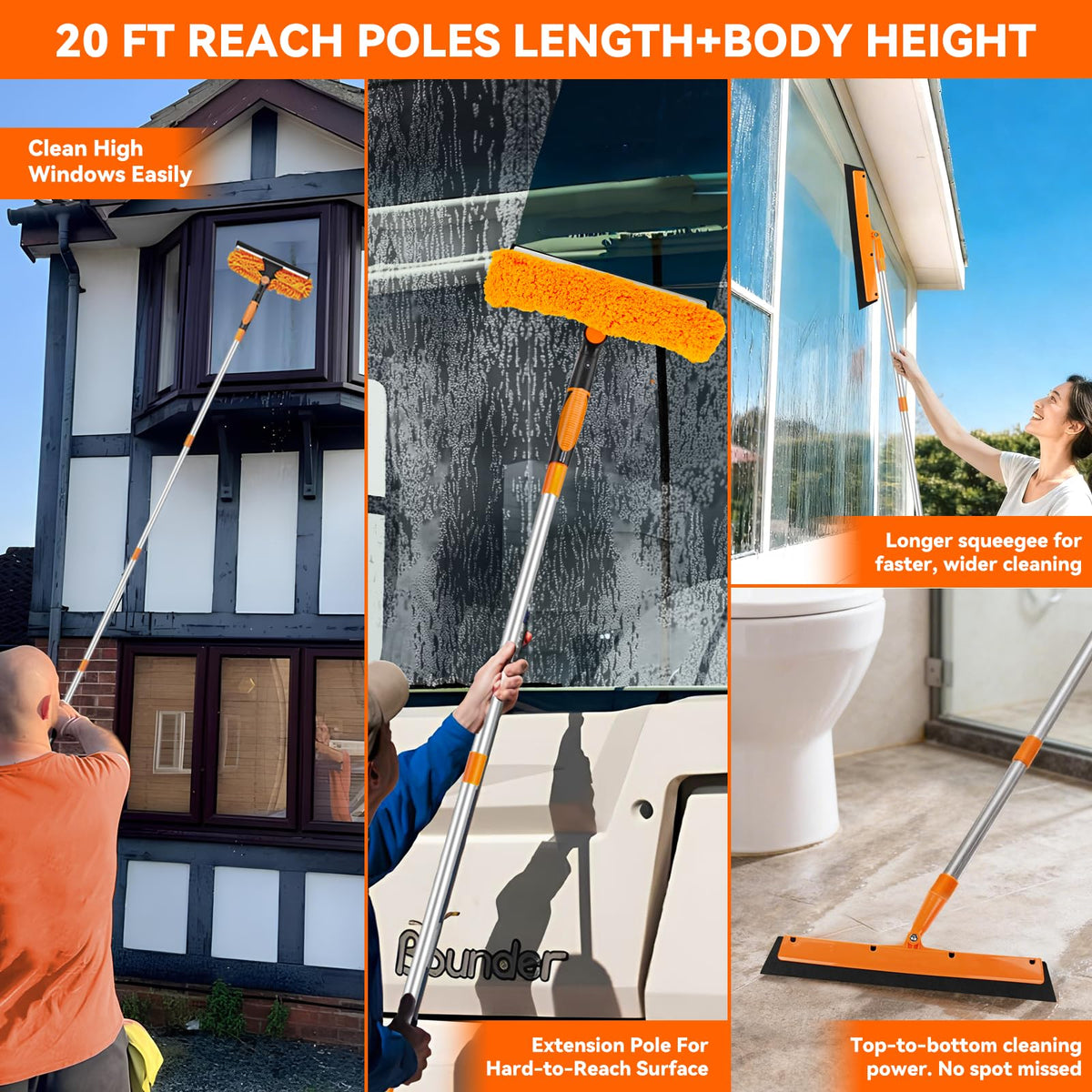 Double-Sided Window Squeegee Cleaning Kit, 2-in-1