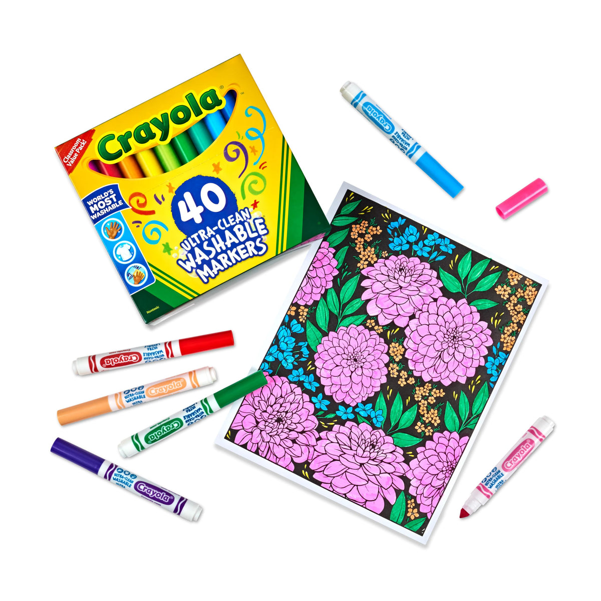 Crayola Ultra Clean Washable Broad Line Markers, 40 Classic Colors