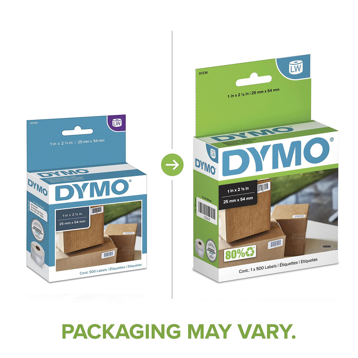 DYMO LabelWriter Multi-Purpose Labels, 1 x 2-1/8 in, 500 per Roll