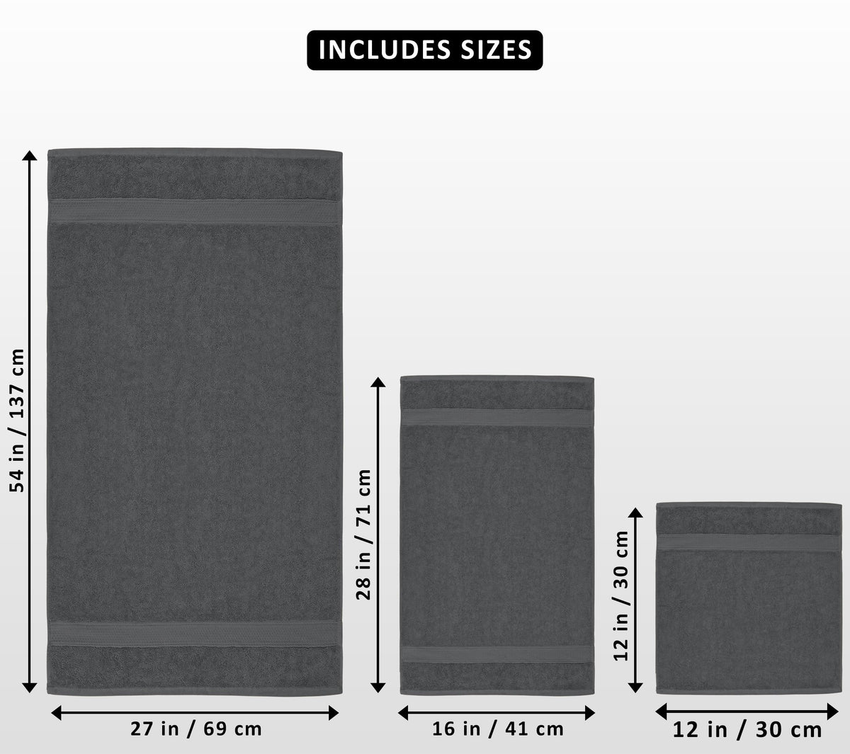Utopia Towels 8-Piece Cotton Towel Set, Grey