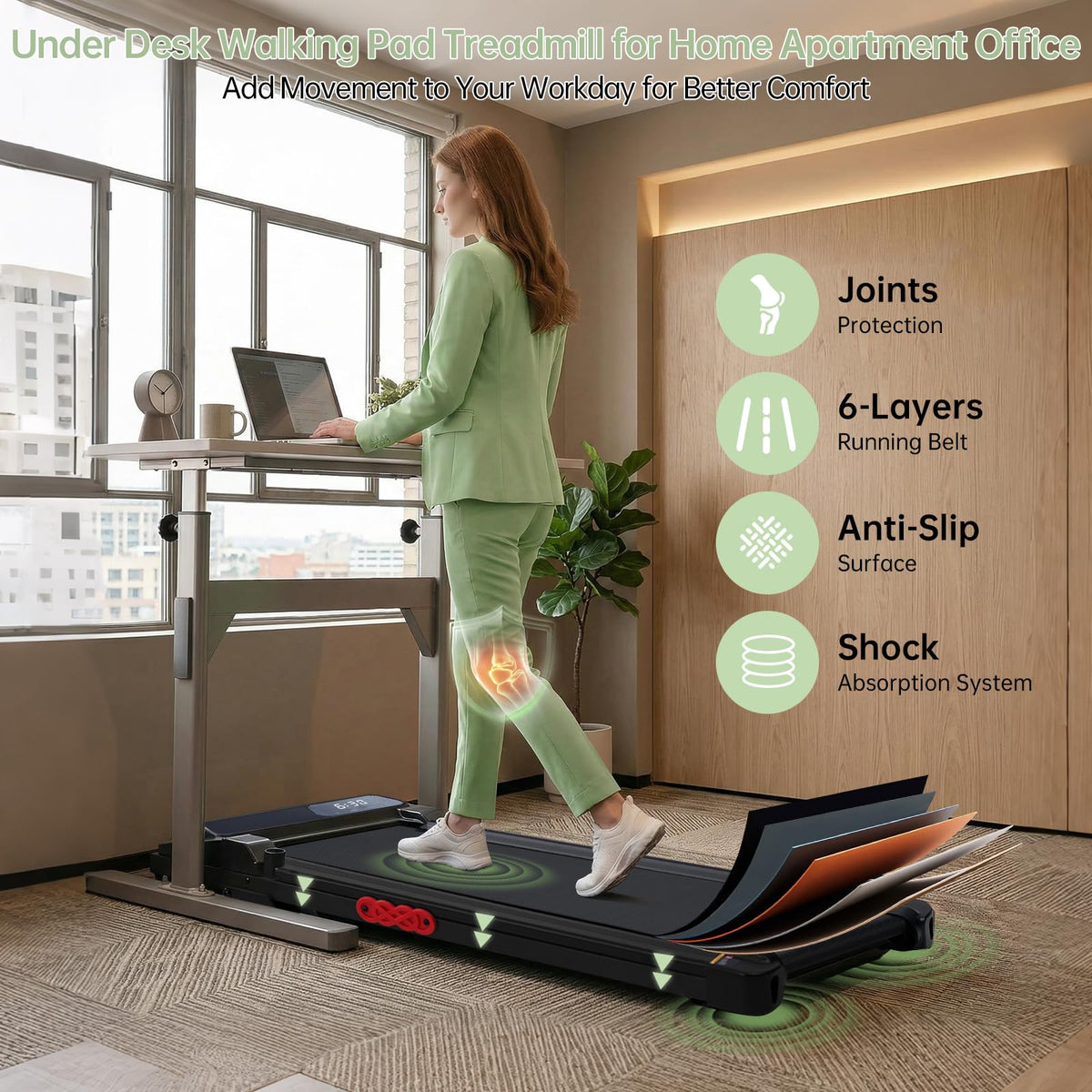 Under Desk Walking Pad Treadmill with Handle Bar, 3.0 HP, V407
