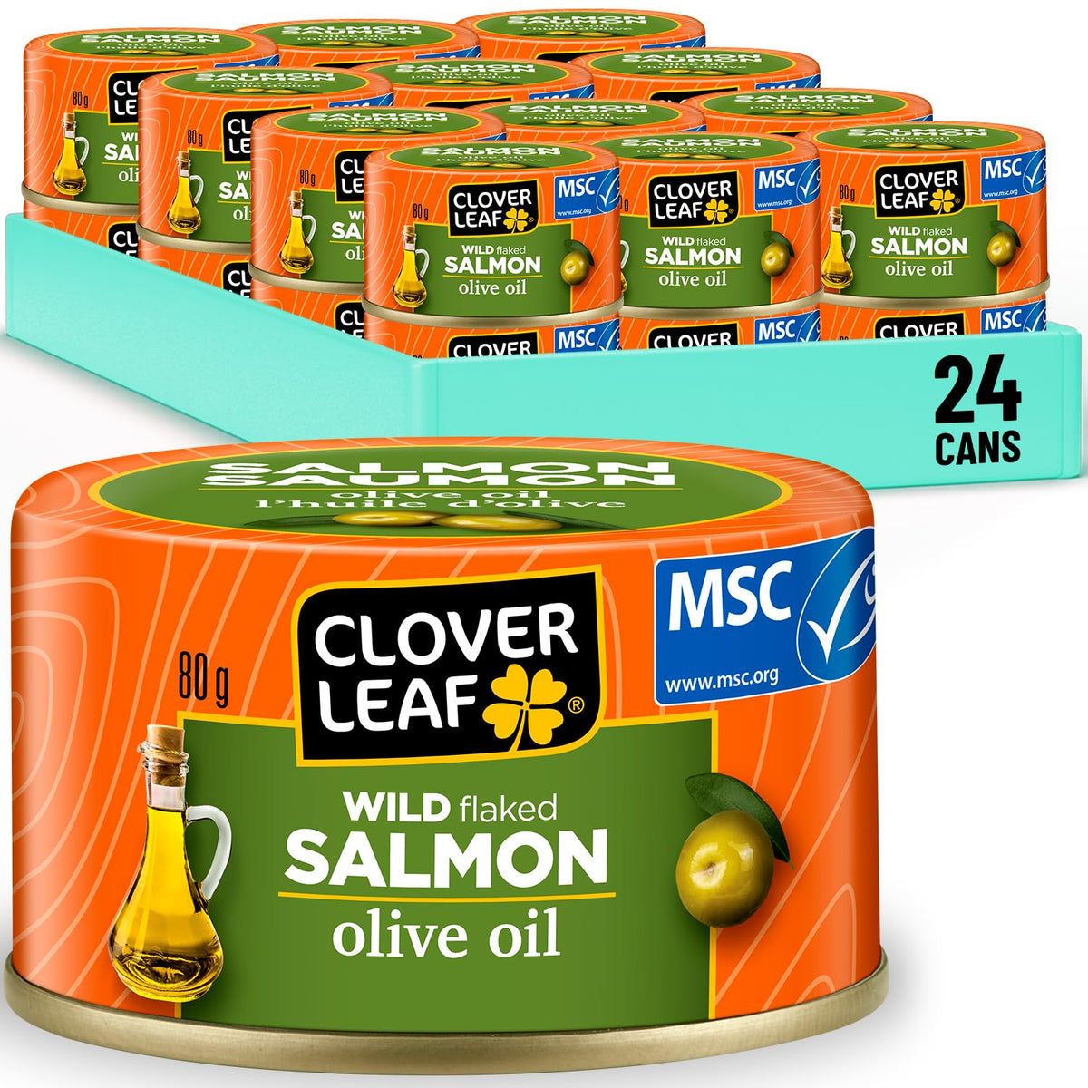 Clover Leaf Wild Flaked Pink Salmon in Olive Oil, 24 x 80g Cans