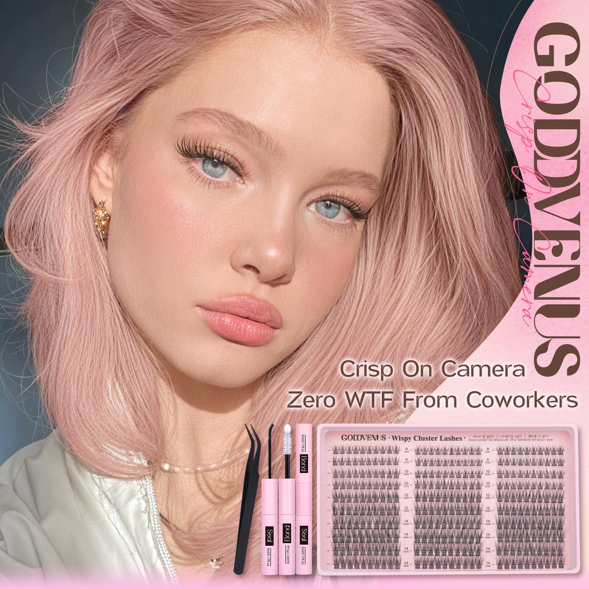 Goddvenus Wispy Cluster Lashes Kit, 300 Pieces, 9-14mm C Curl