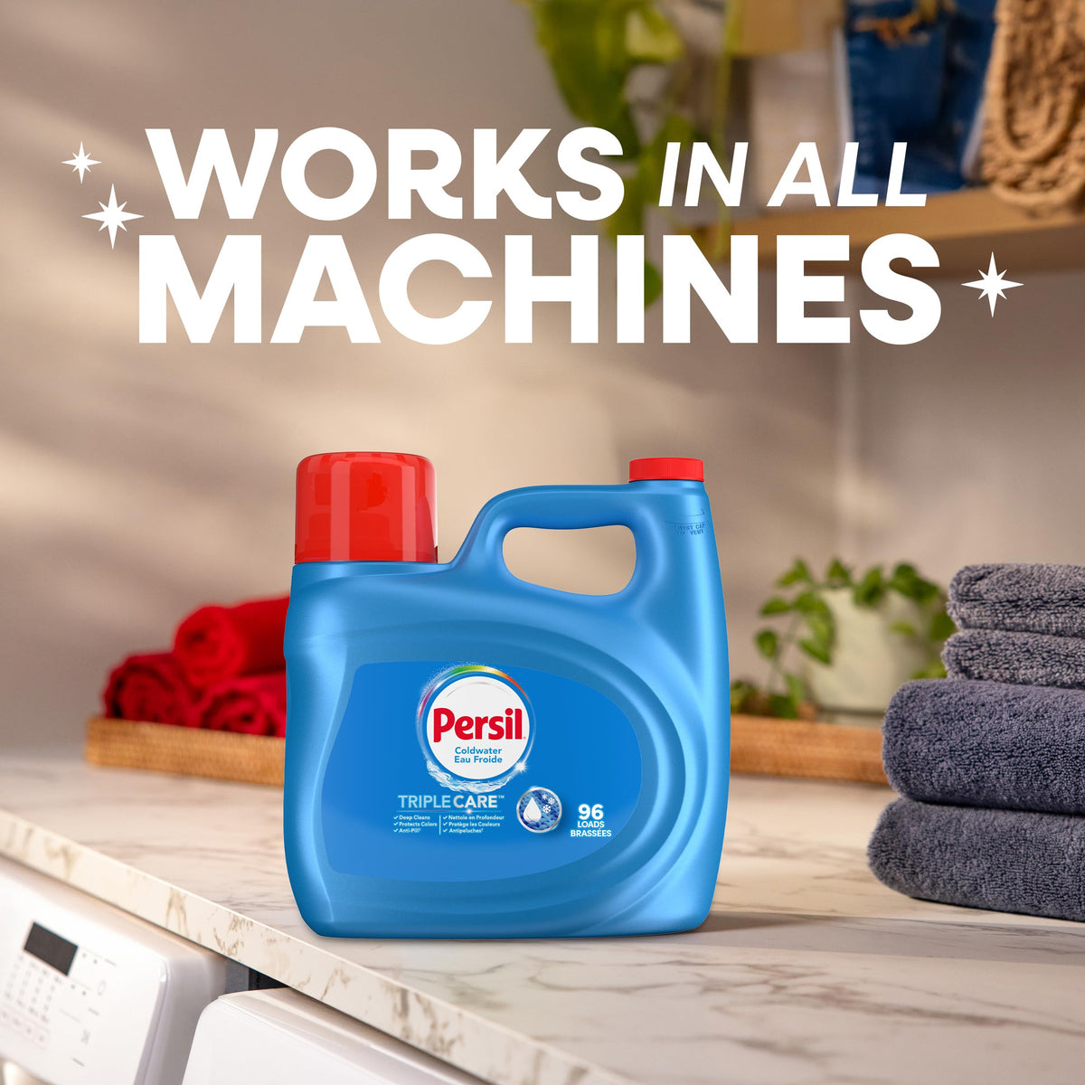 Persil TripleCare Coldwater Liquid Laundry Detergent, 3.72L, 96 Loads