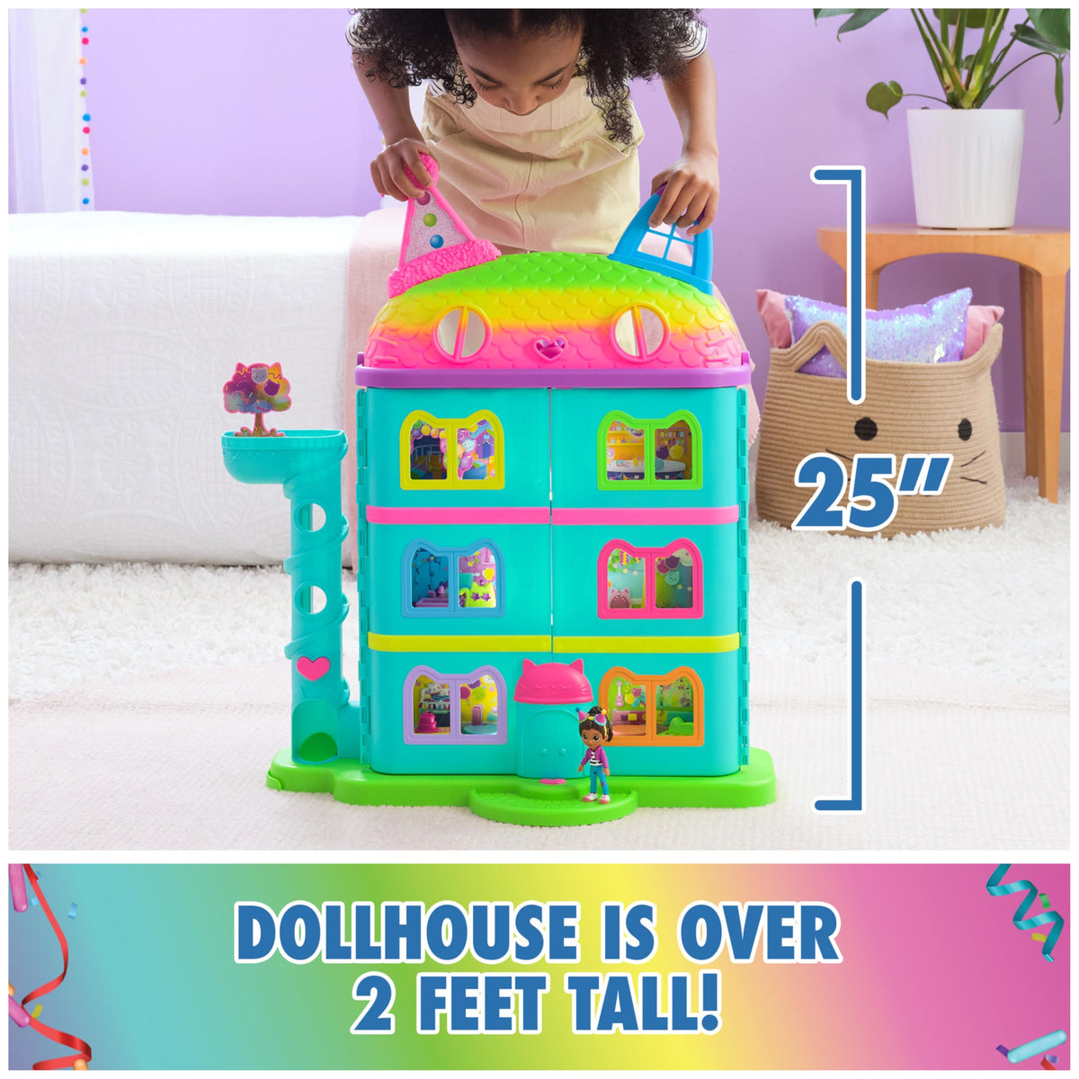 DreamWorks Gabby's Dollhouse, 14 Piece Celebration Dollhouse, 25 Inch