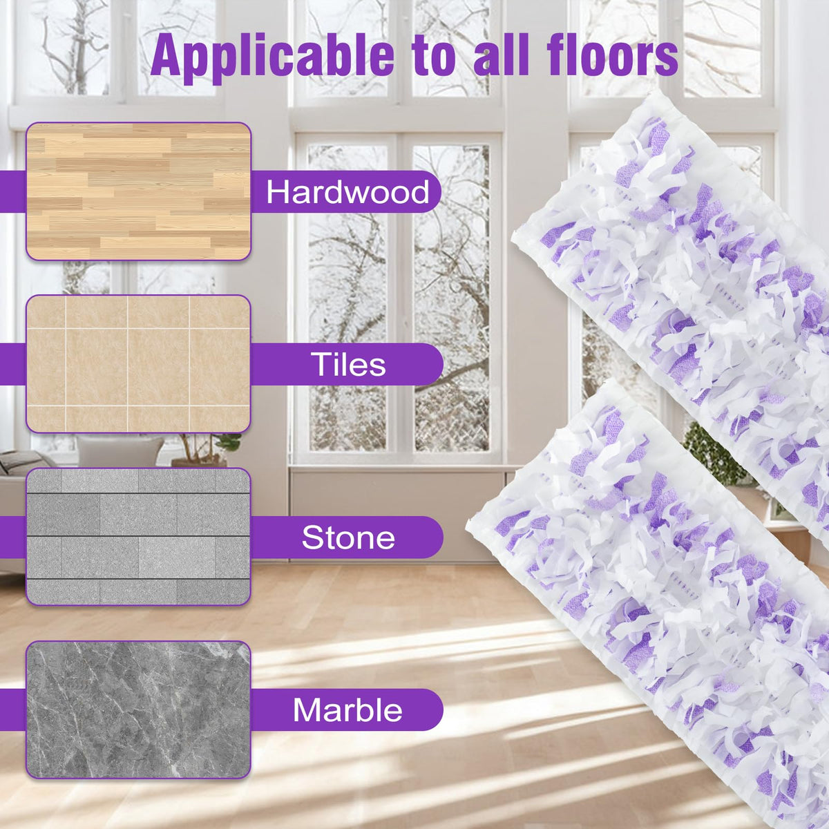 Disposable Mop Pads for Swiffer Power Mop, 15 Pack