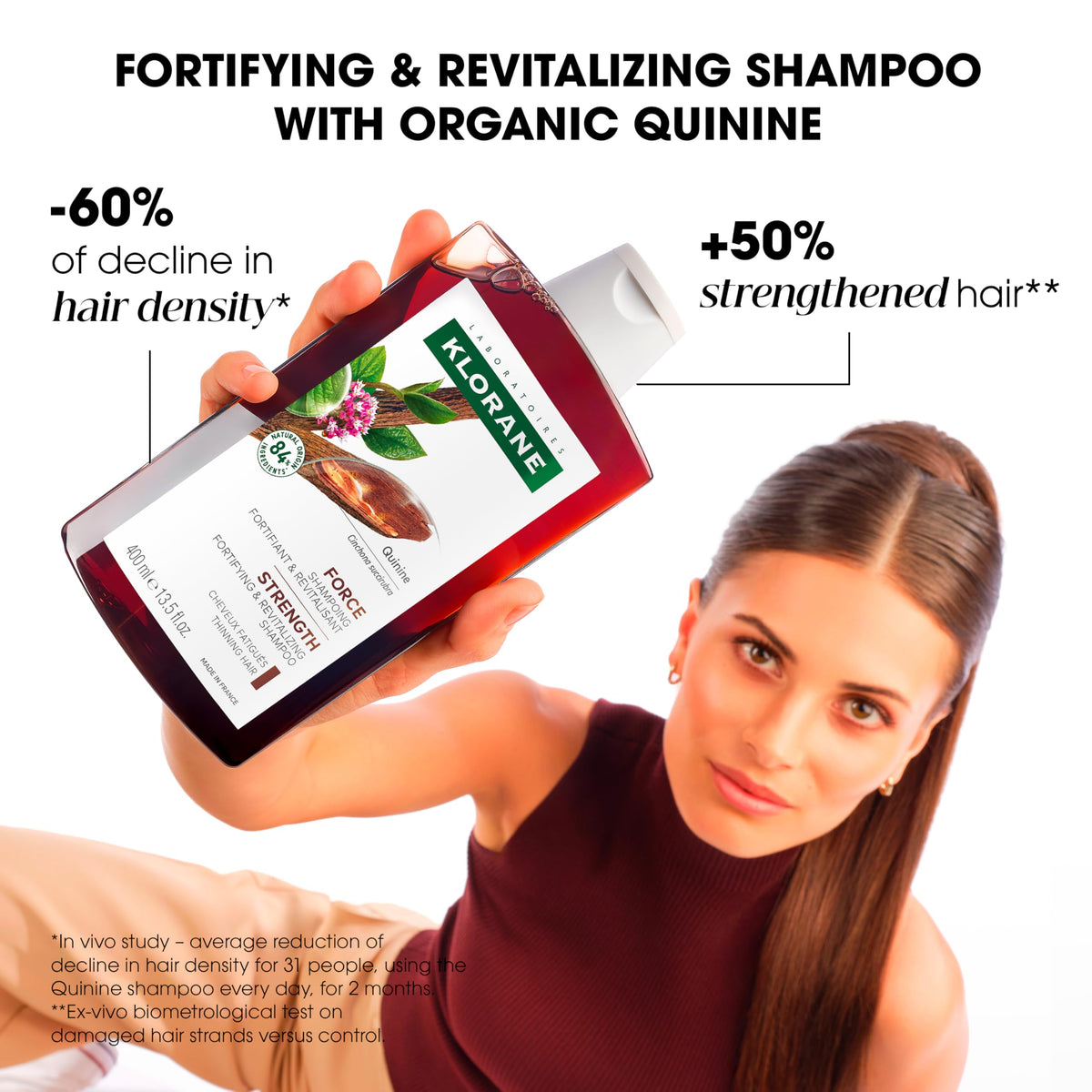 Klorane Quinine Fortifying Shampoo for Thin, Tired Hair, 400ml