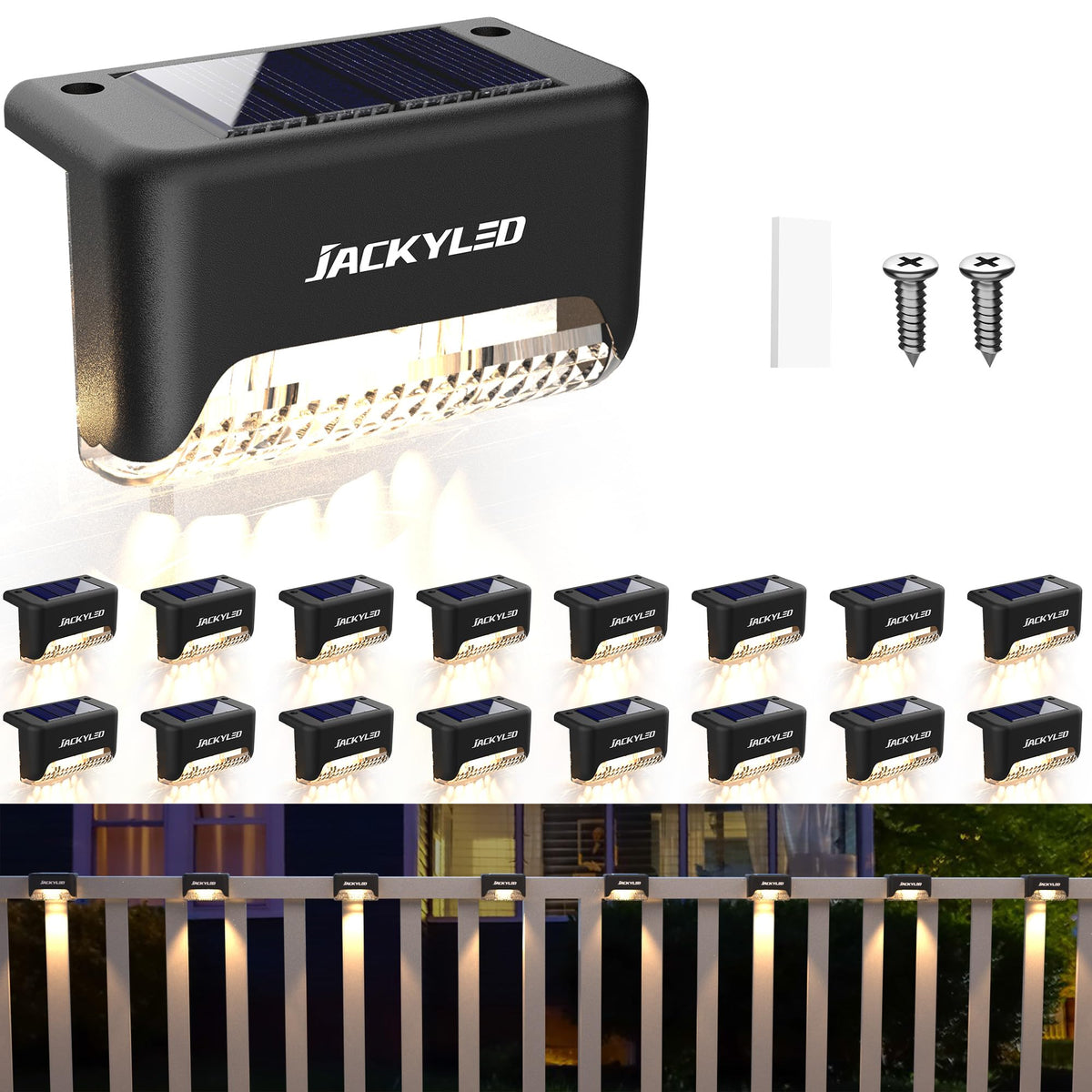 JACKYLED Solar Deck Lights, 16 Pack
