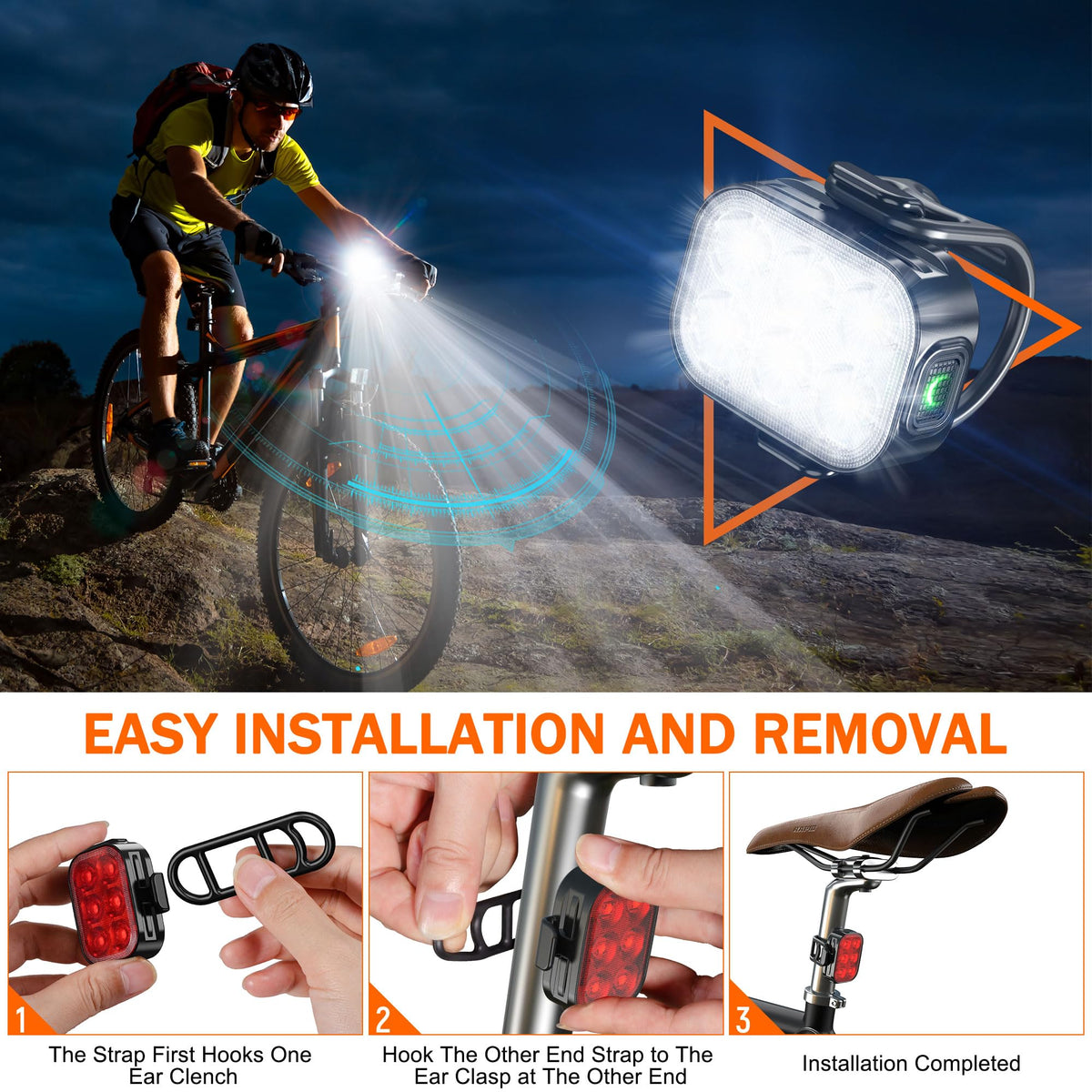 Rechargeable Bike Front & Tail Light Set