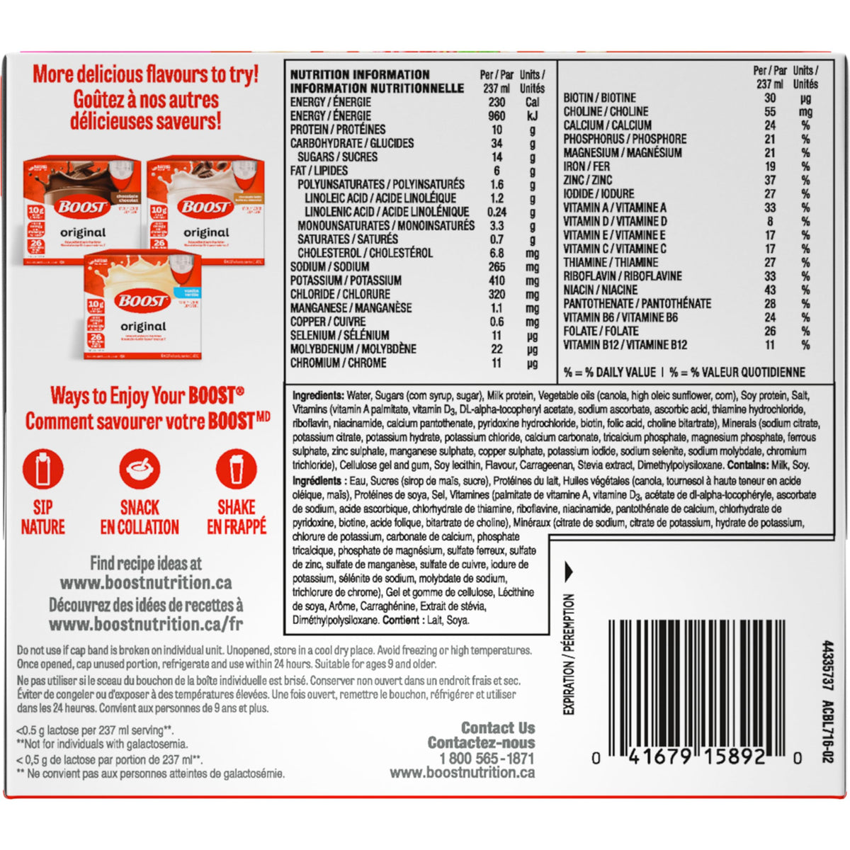 Boost Original Meal Replacement Drink, Strawberry, 237mL, 24 Pack