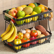 2-Tier Metal Fruit Bowl with Banana Holders