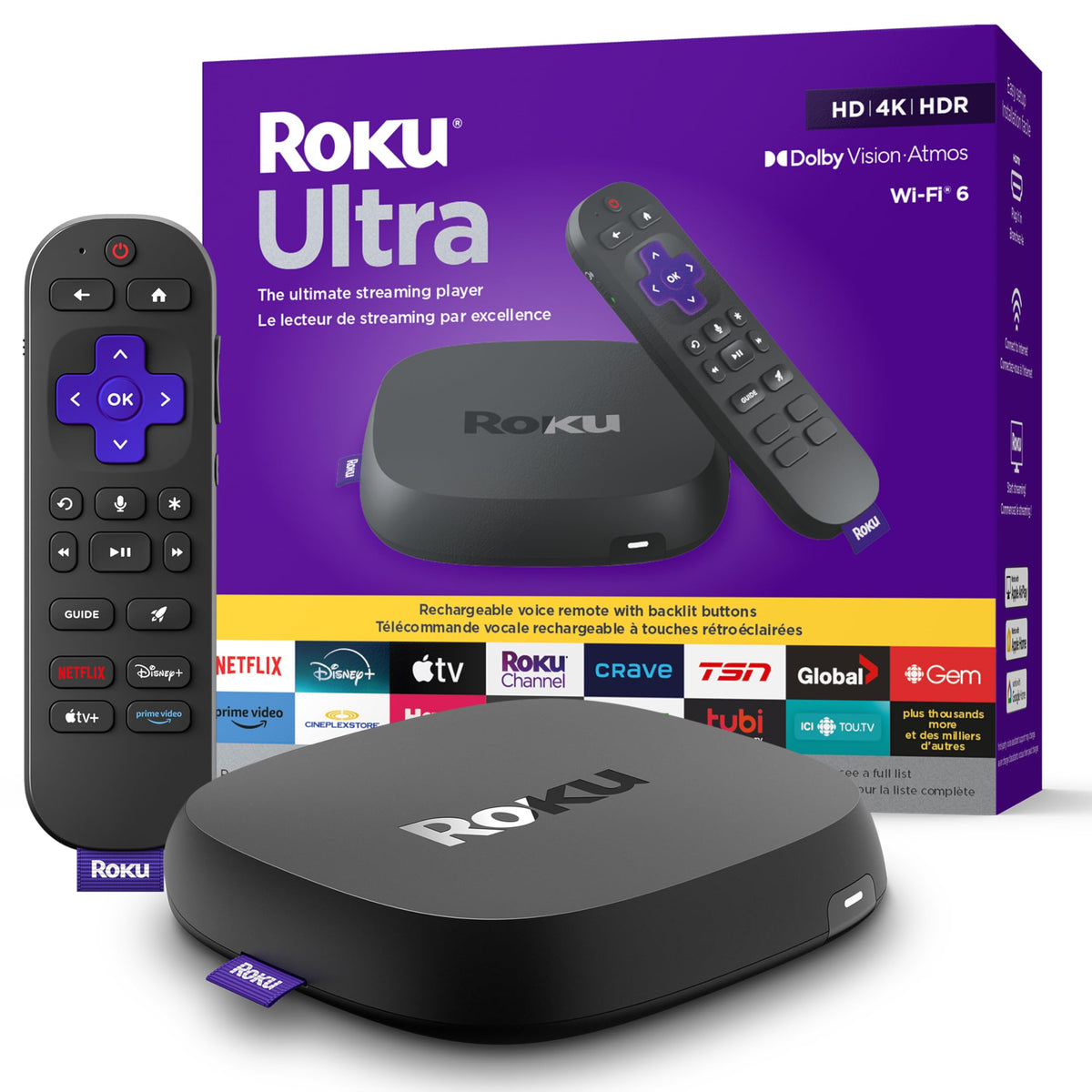 Roku Ultra 2024 4K Streaming Player with Voice Remote Pro