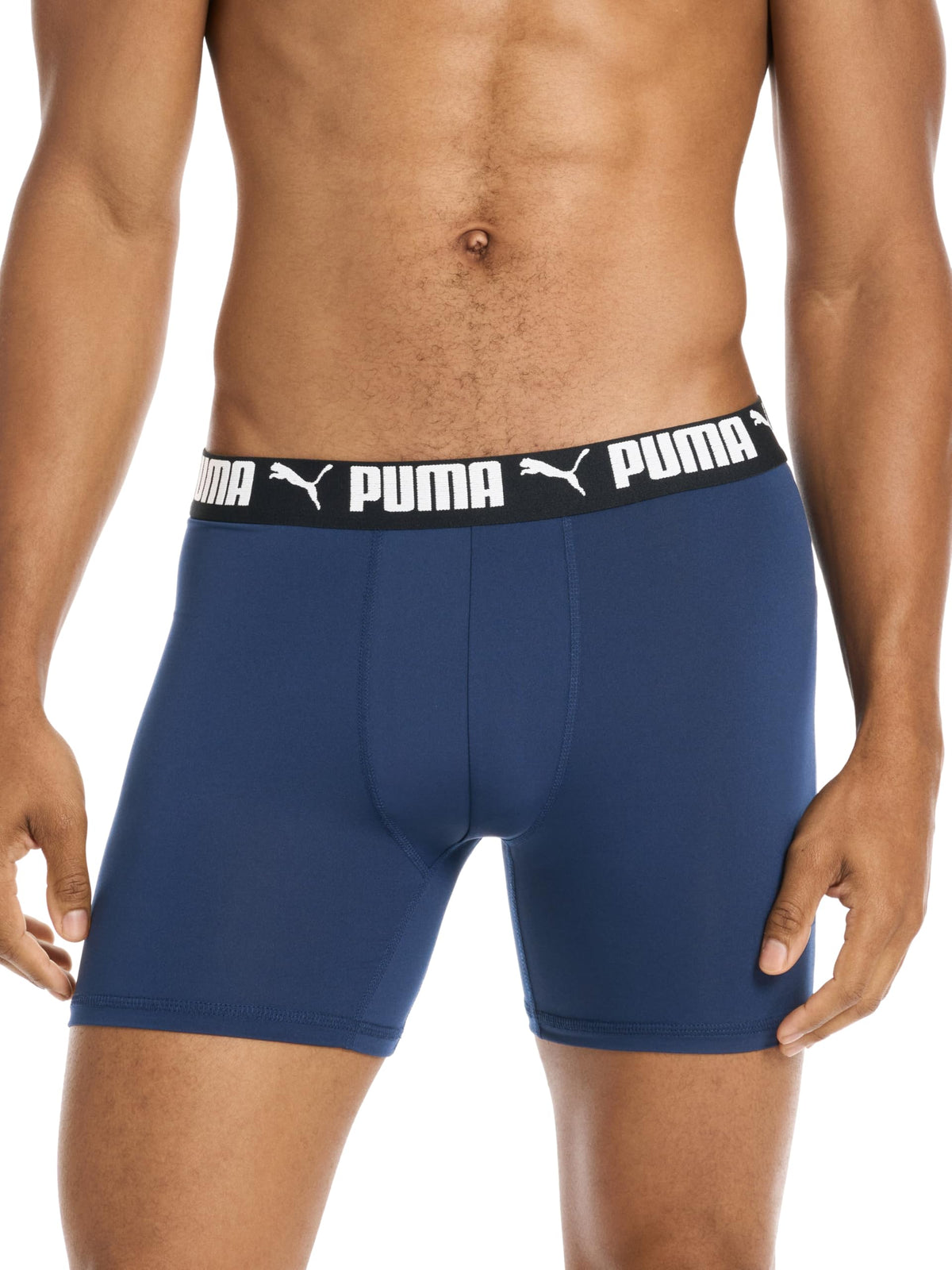 Puma Men's 4 Pack Stretch Boxer Briefs, Blue/Black/Gray, X-Large