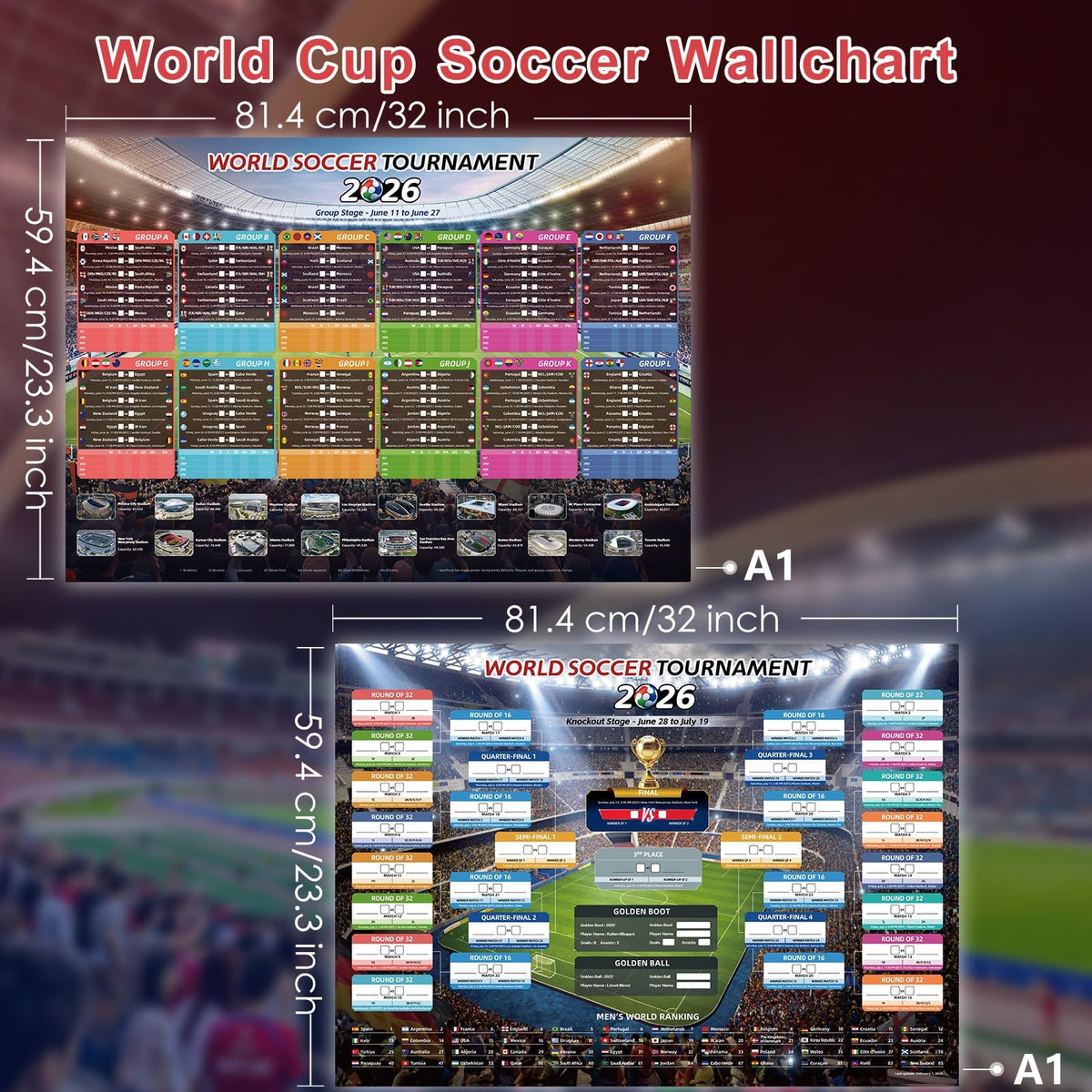 AhfuLife Soccer Schedule Poster 2026, A2, 2 Pieces