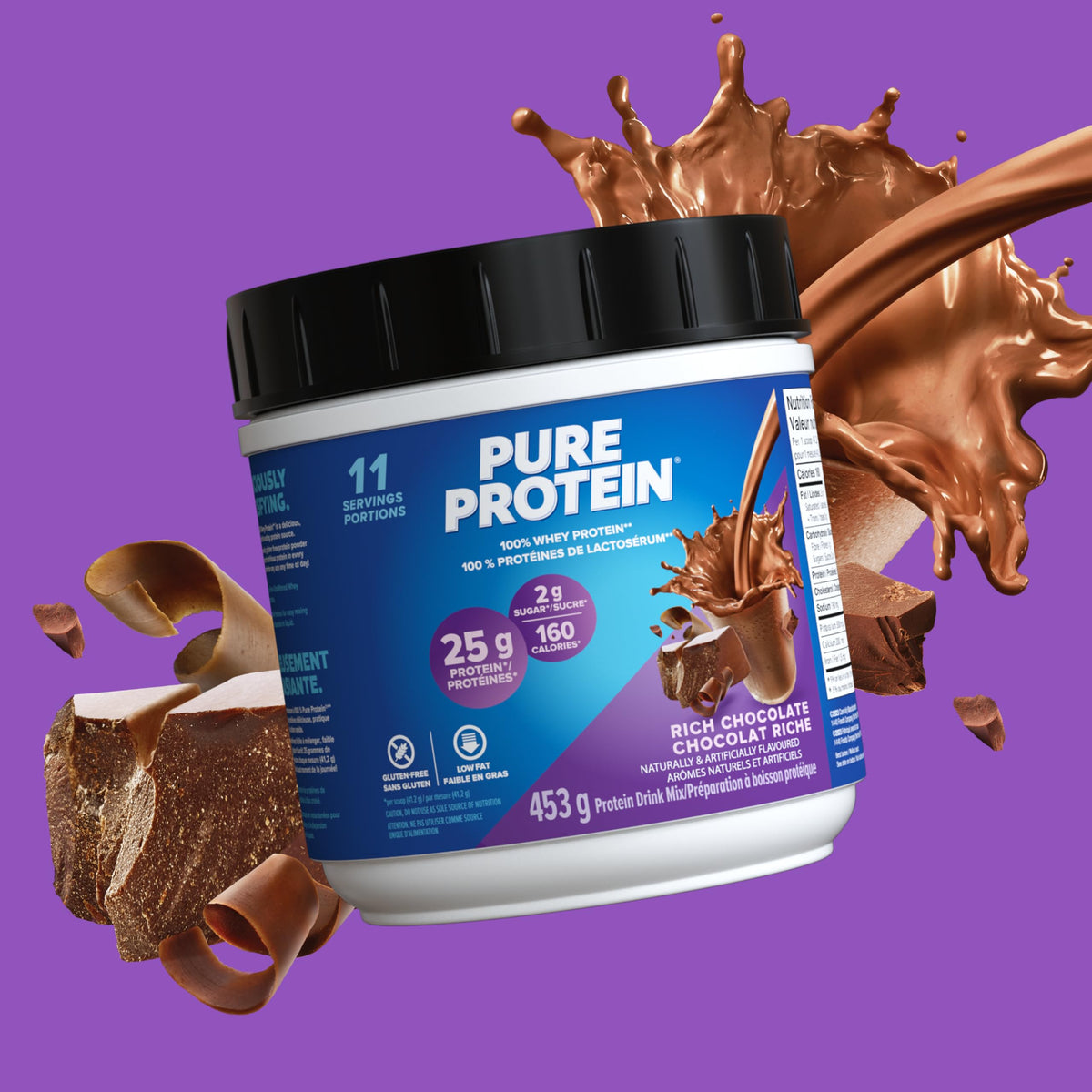 Pure Protein Whey Powder, Chocolate, 453 g