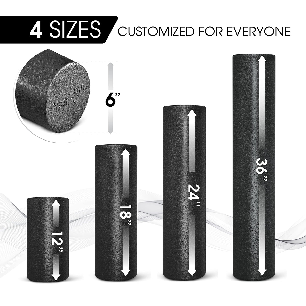 Yes4All EPP Extra Firm High-Density Foam Roller, 36 Inch, Black
