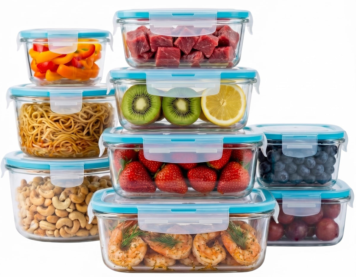 Kichly 9-Pack Glass Food Storage Containers with Airtight Lids