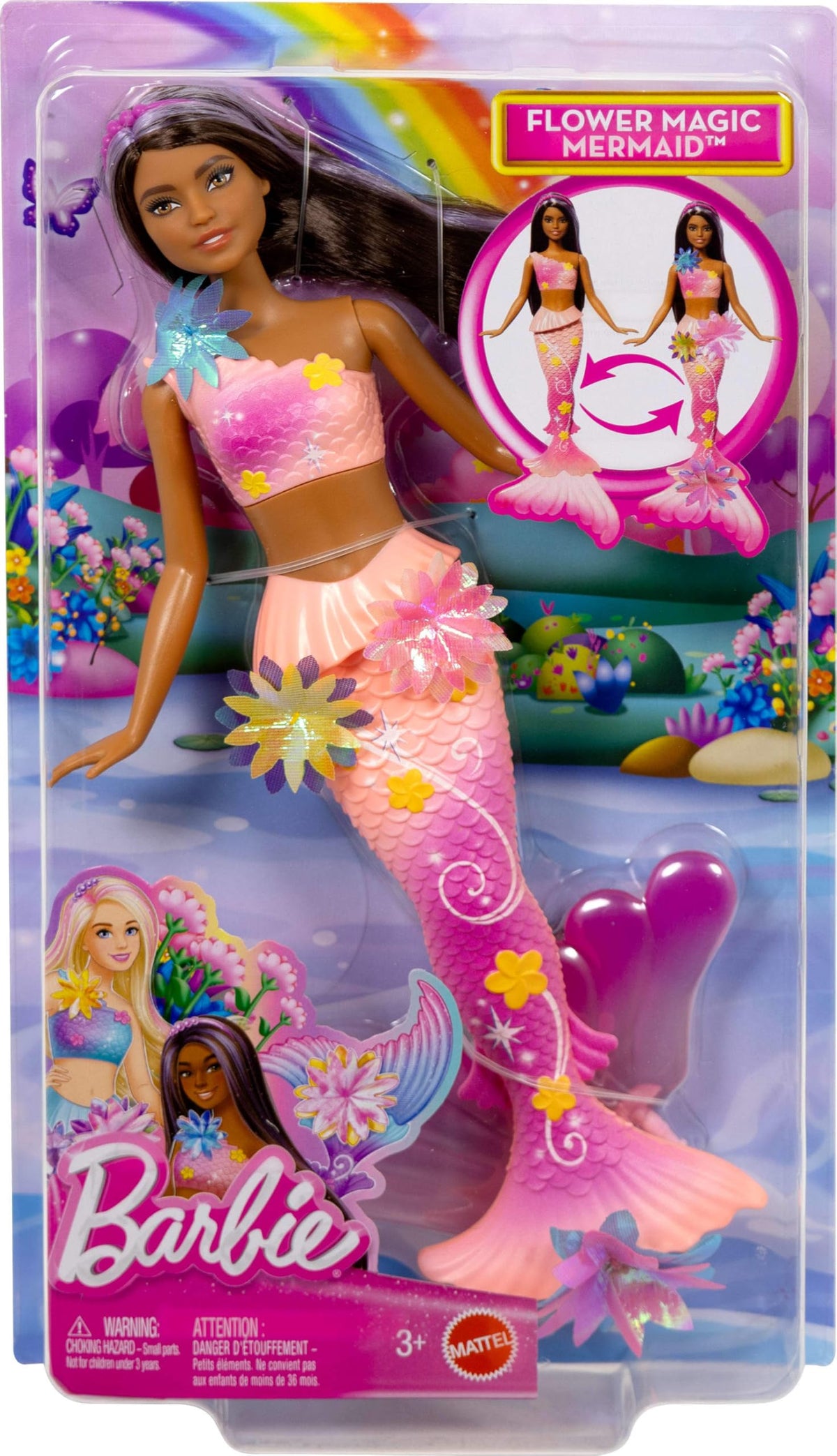 Barbie Mermaid Doll with Magic Blooming Flowers, Ombre Tails