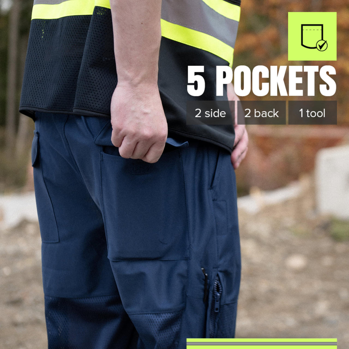 Pioneer Hi Vis Pants, Breathable Mesh, Blue