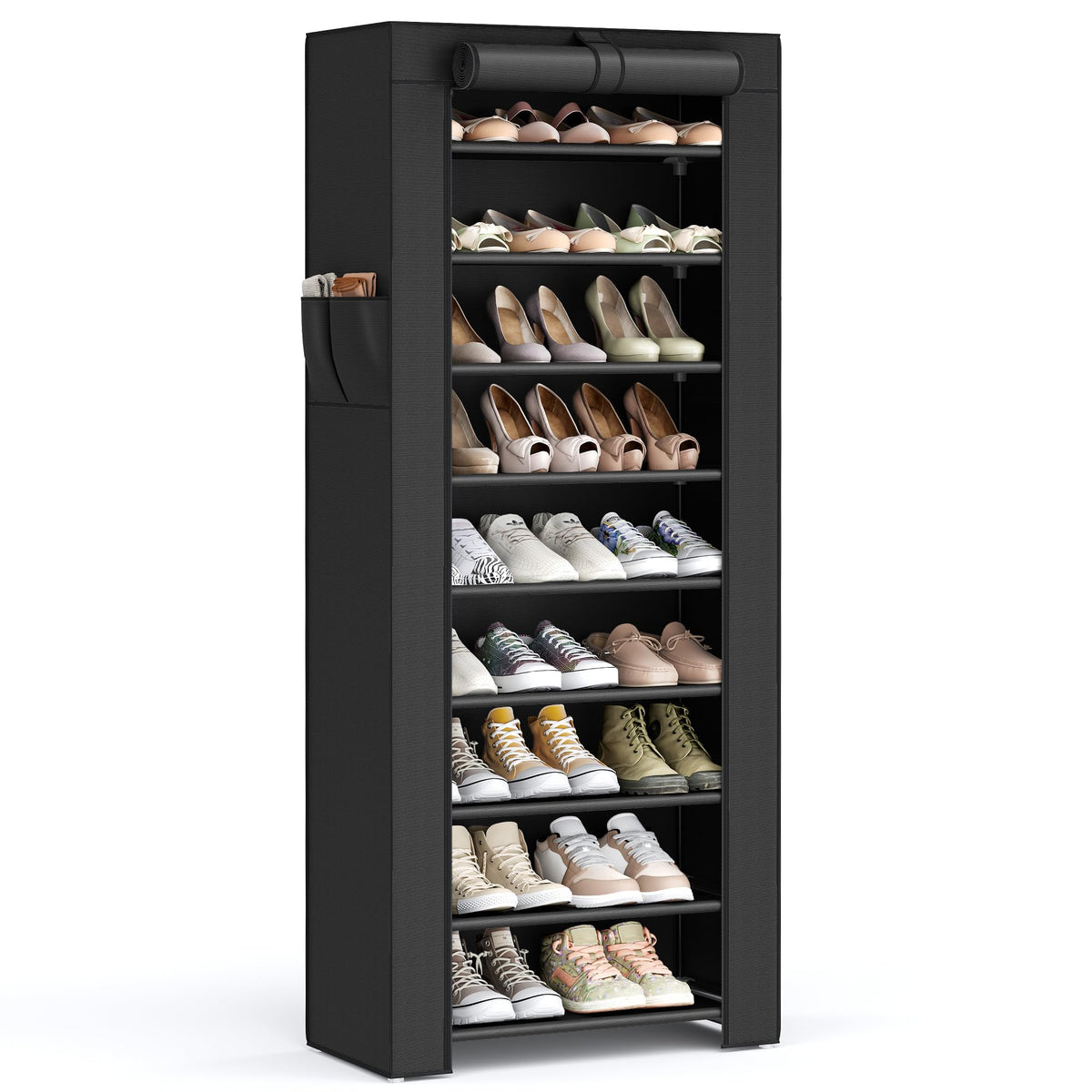 Songmics 10-Tier Shoe Rack, Black, URXJ10H01