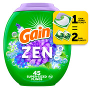 Gain Super Flings Laundry Detergent Pacs, Zen, 45 Count