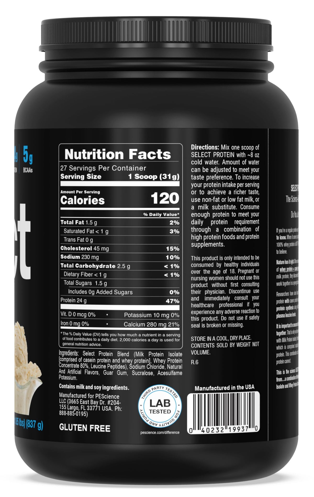 PEScience Select Protein Powder, Gourmet Vanilla, 27 Servings