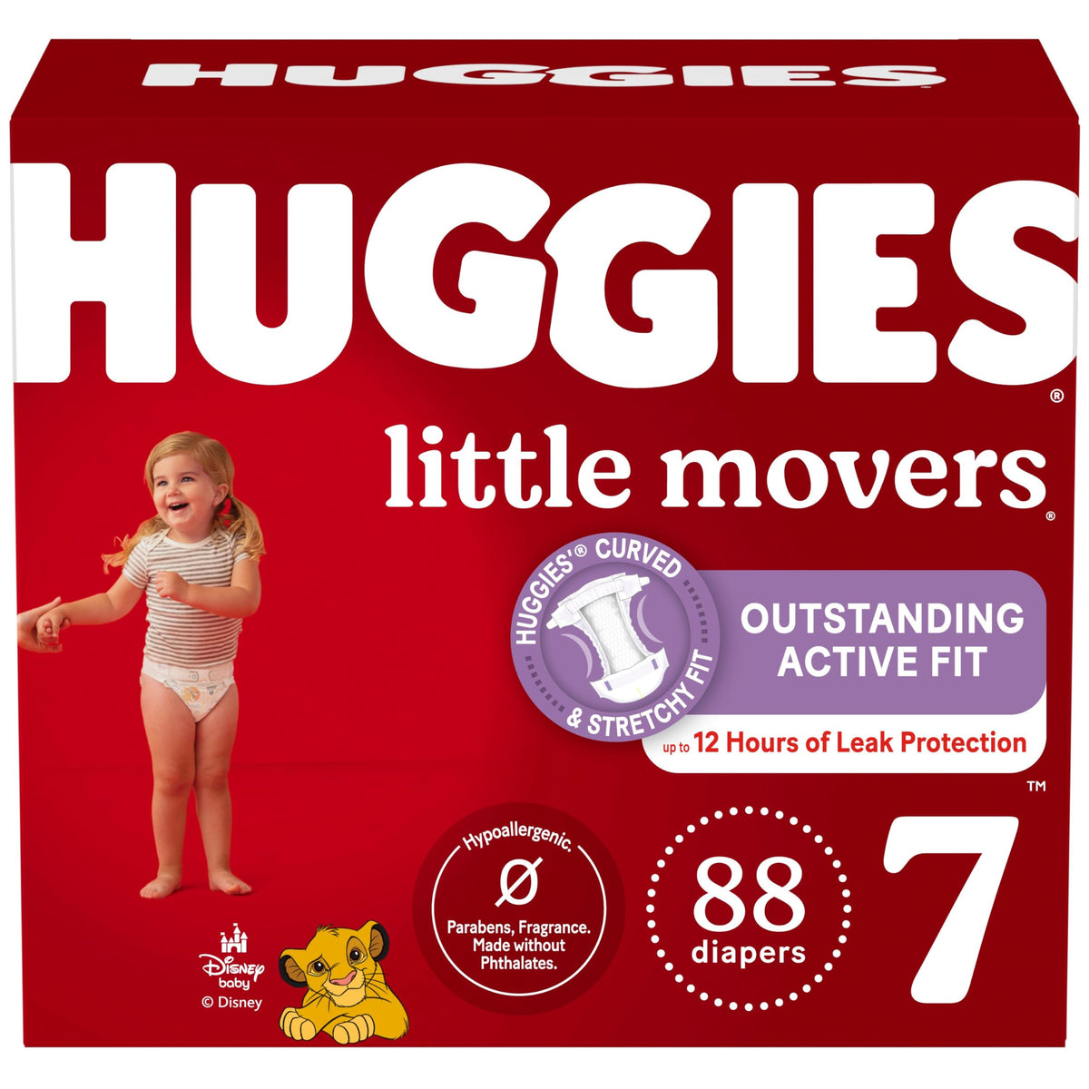 Huggies Little Movers Diapers, Size 7, 88 Count