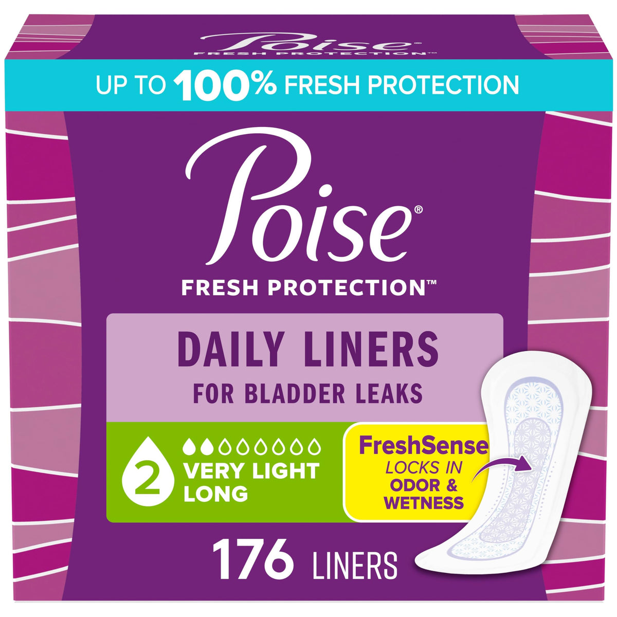 Poise Daily Postpartum Incontinence Panty Liners, Long, 176 Count