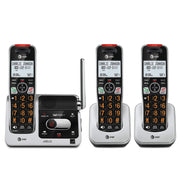 AT&T BL102-3 DECT 6.0 3-Handset Cordless Phone, Silver/Black