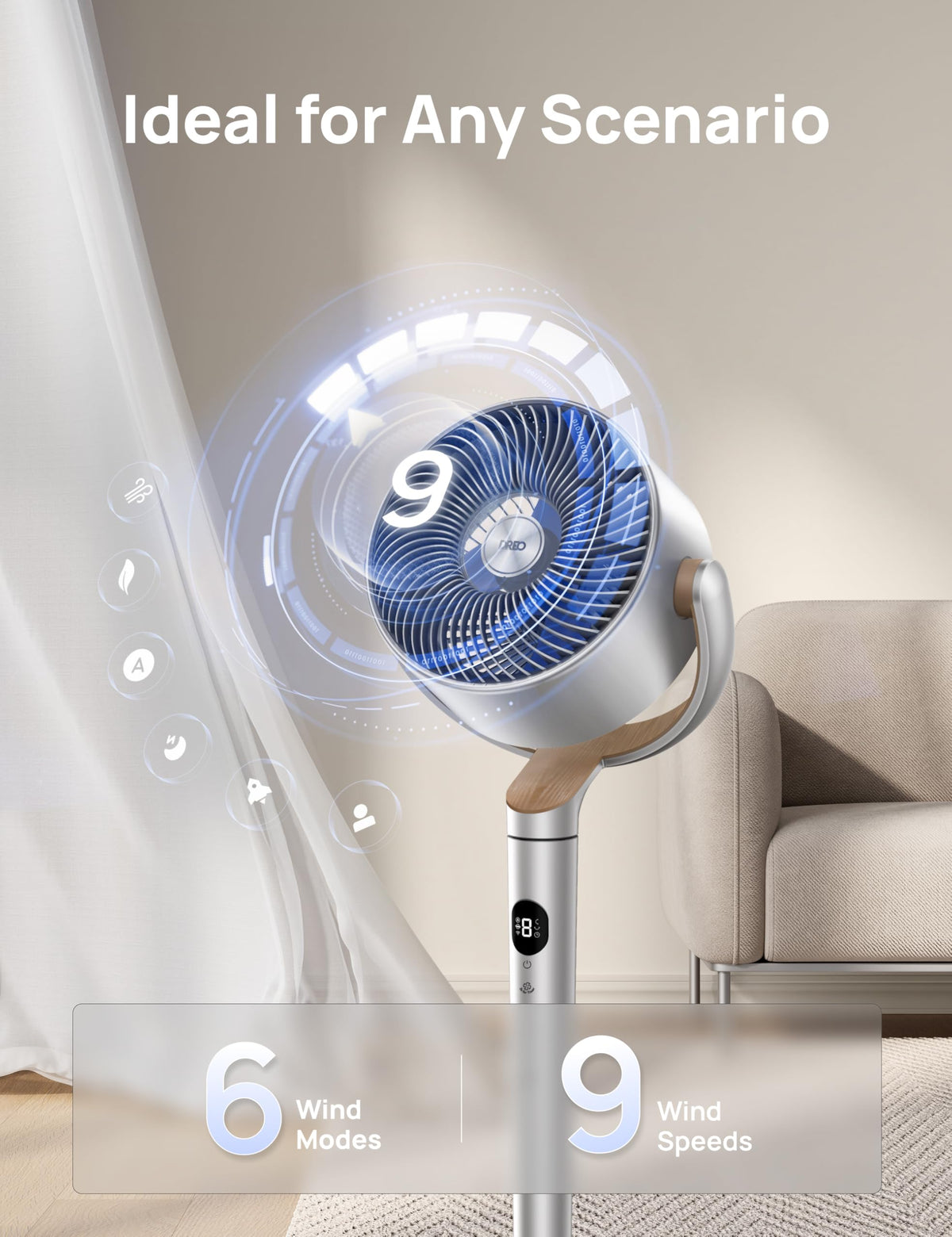 DREO Smart Fans for Bedroom, Silver