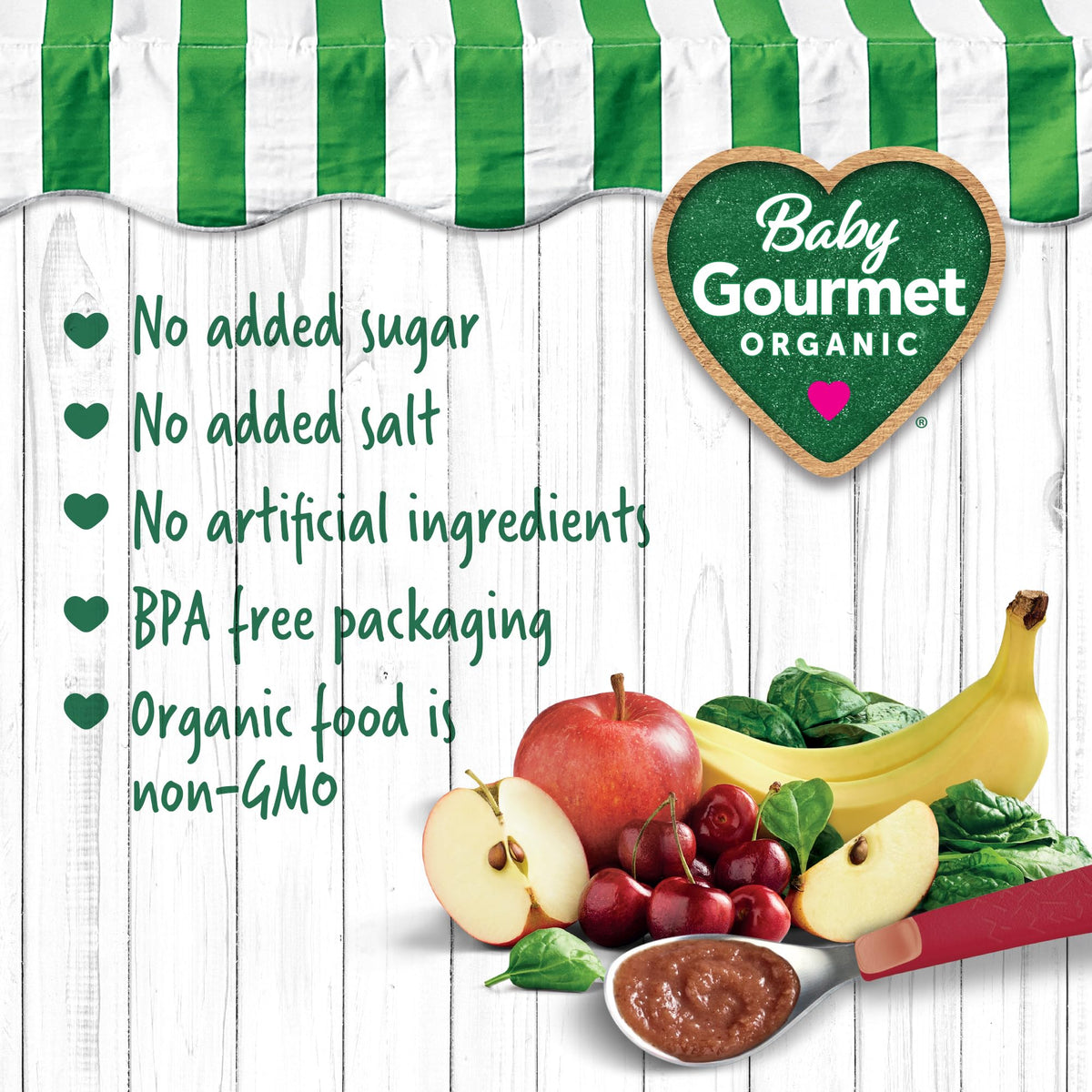 Baby Gourmet Cherry Banana & Spinach Purée, 12 x 128 mL, 6 Months+