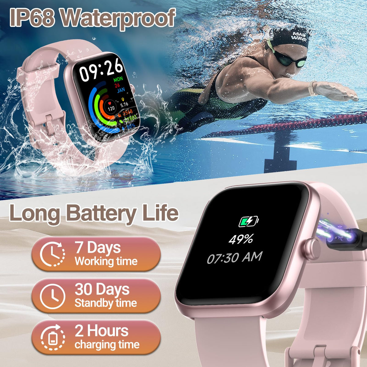 Smart Watch for Men and Women with Bluetooth Call, Alexa, 1.83 in