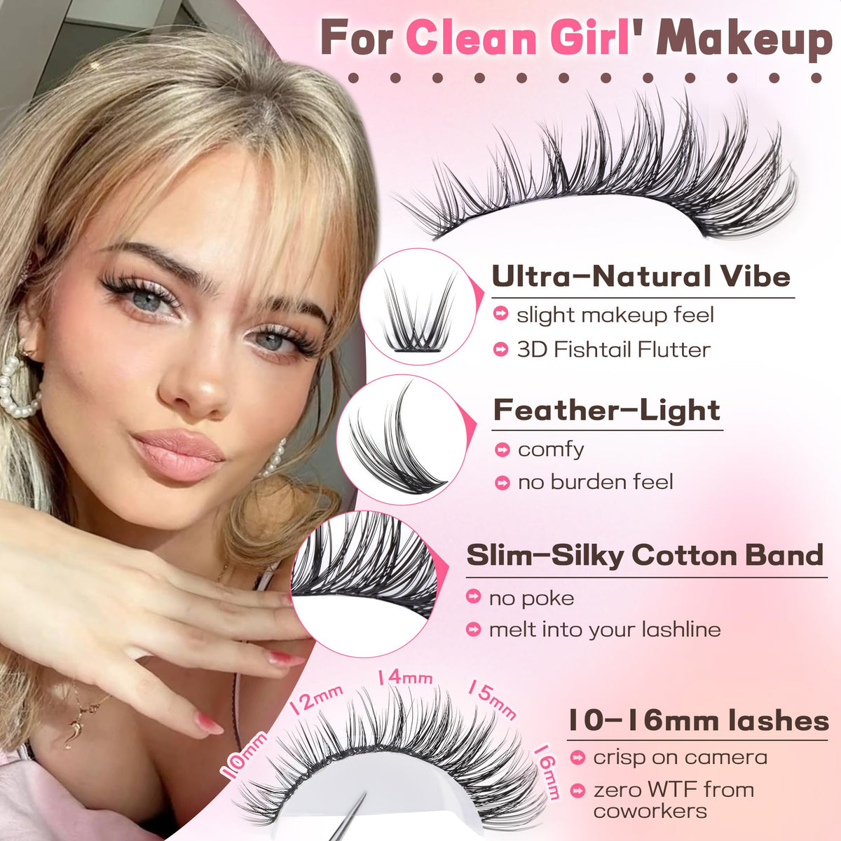 Goddvenus Wispy Cluster Lashes Kit, 300 Pieces, 10-16mm C Curl