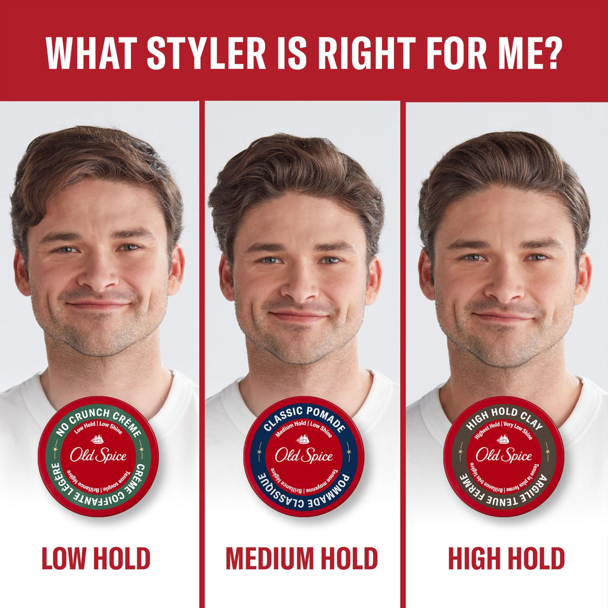 Old Spice Hair Styling Pomade for Men, Medium Hold, 2 x 63 g
