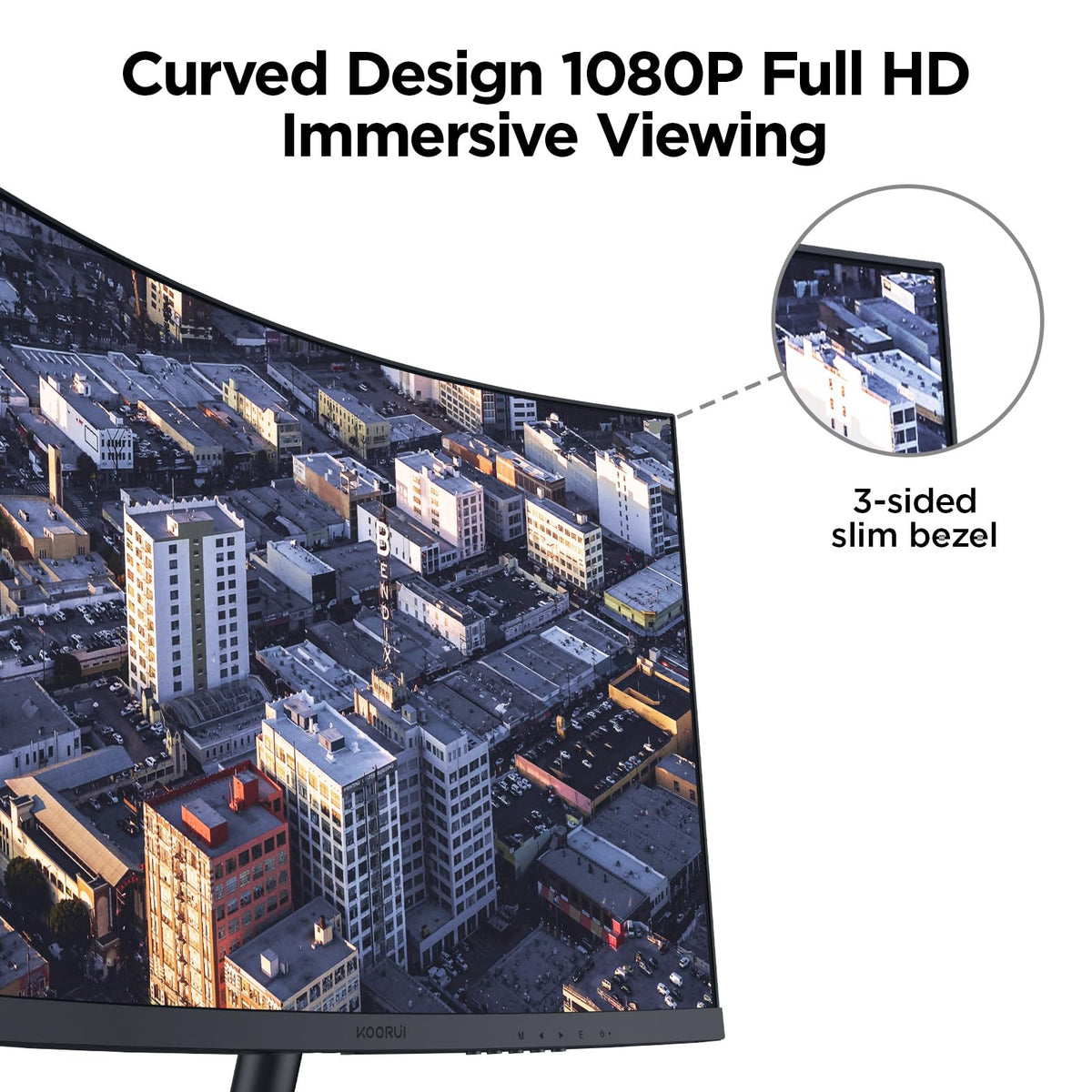 KOORUI 27-Inch Curved Gaming Monitor, Full HD 1080p, 144Hz