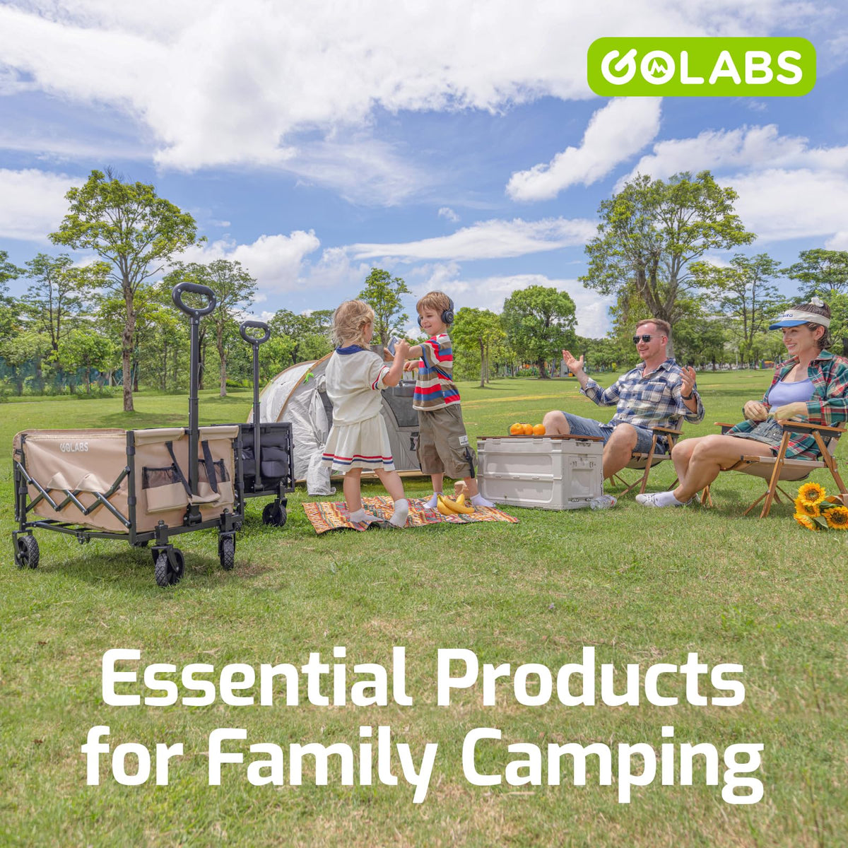 Golabs Collapsible Wagon Cart, 350 lb Load, 100 L