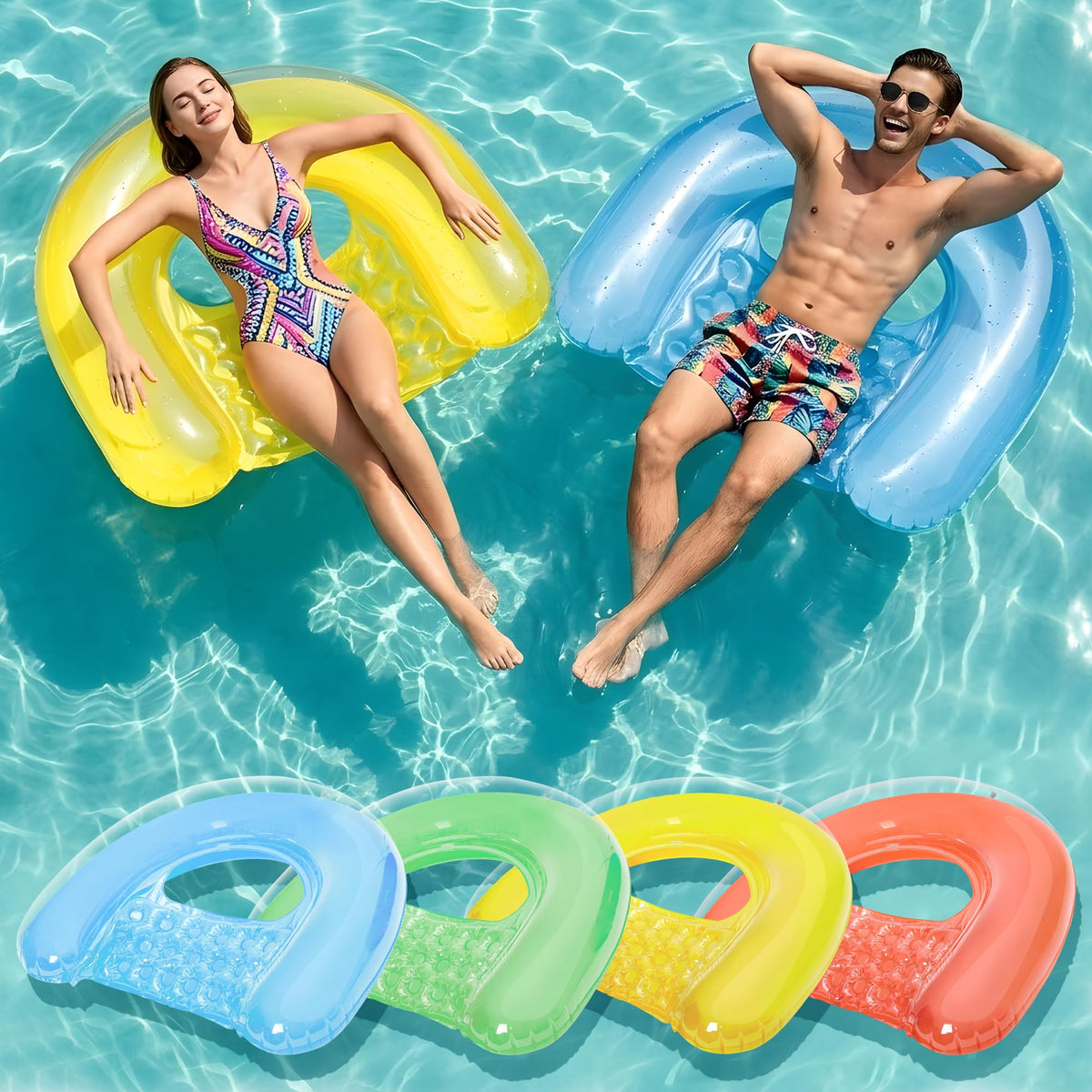 Inflatable Adult Pool Float Chairs, 52" x 38" (4 Pack)